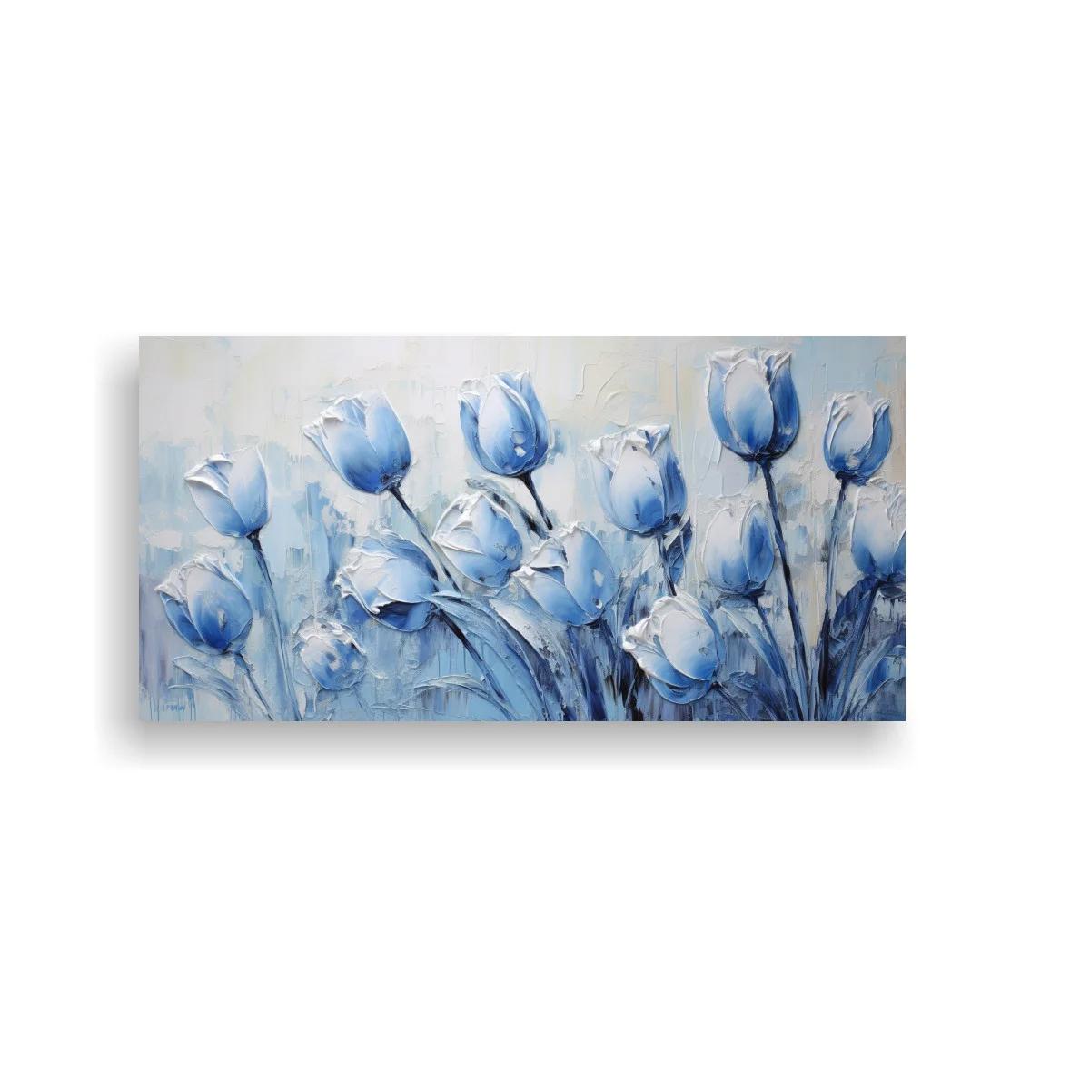 Cuadro tulipanes azules con tallos curvos — imagen principal