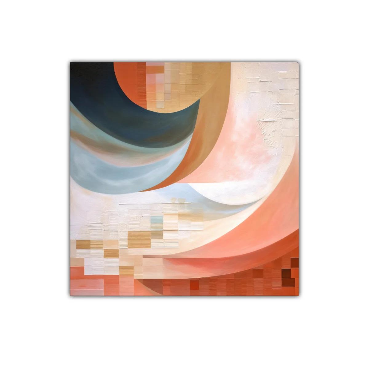 Composición abstracta con curvas y tonos cálidos y fríos