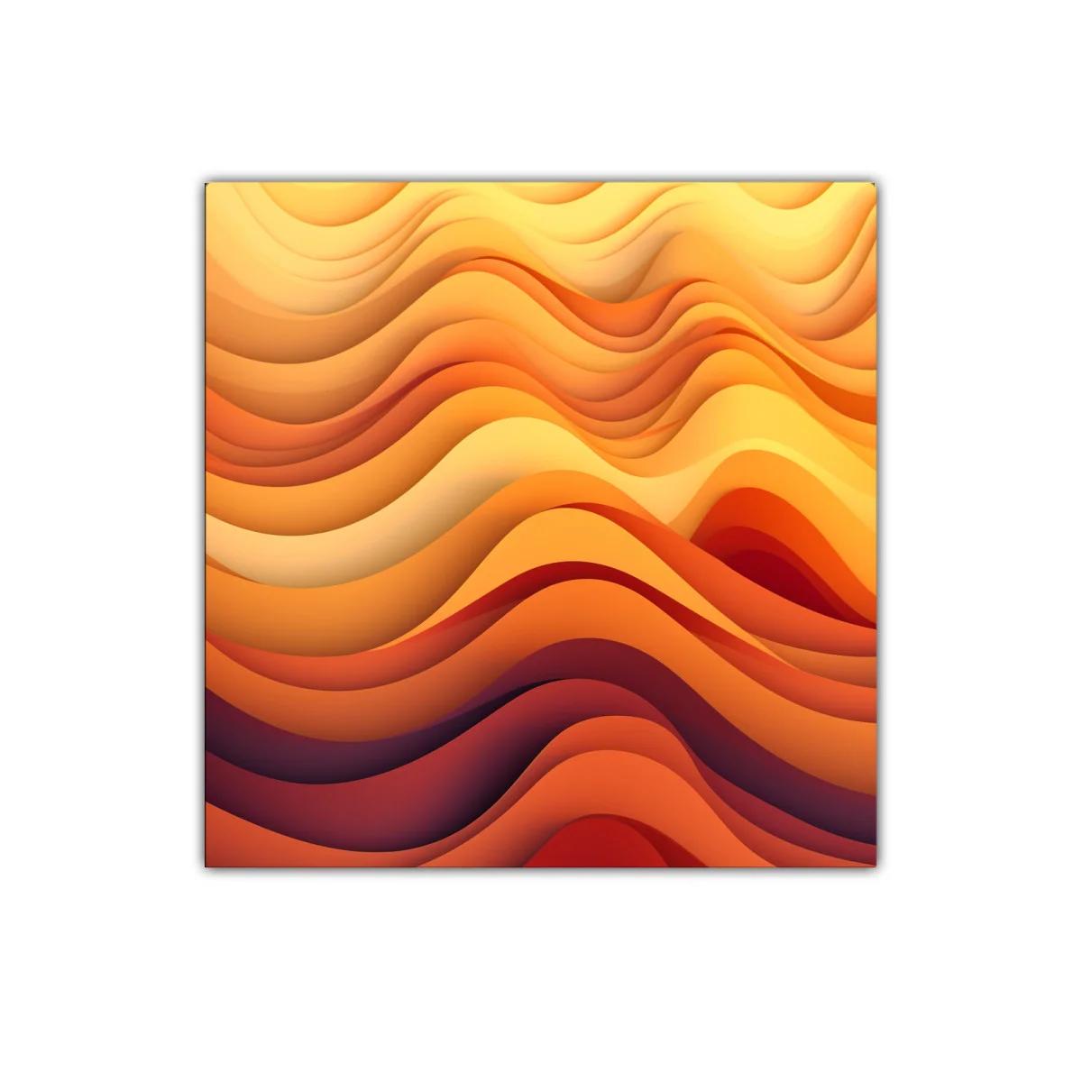Cuadro abstracto con ondas cálidas en tonos naranjas y amarillos — imagen principal