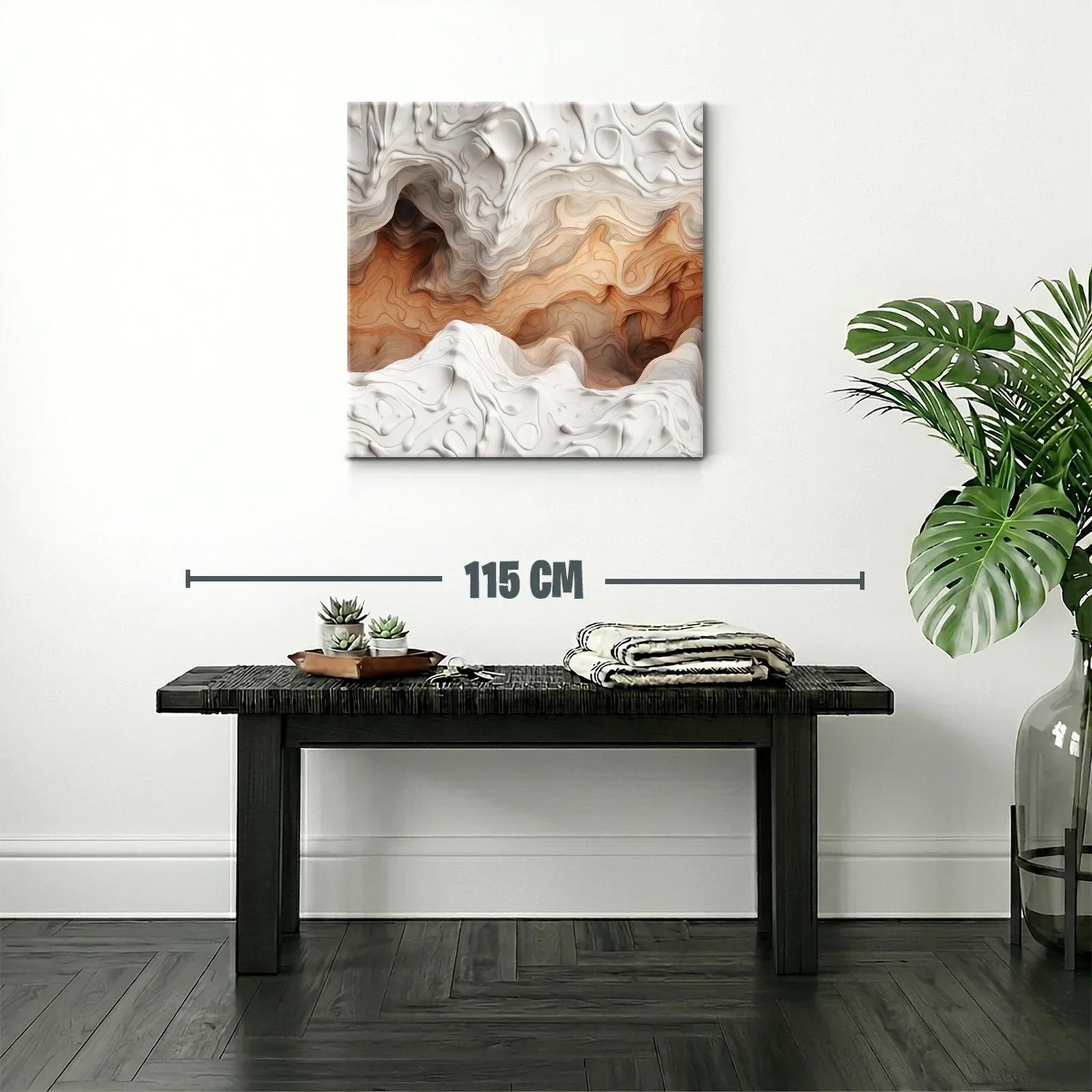 Arte abstracto con relieve en tonalidades tierra y blanco — miniatura 2