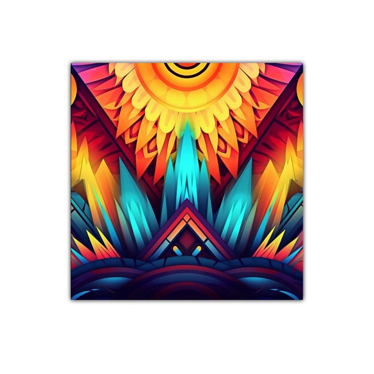 Cuadro decorativo con patrón geométrico en tonos vibrantes — imagen principal