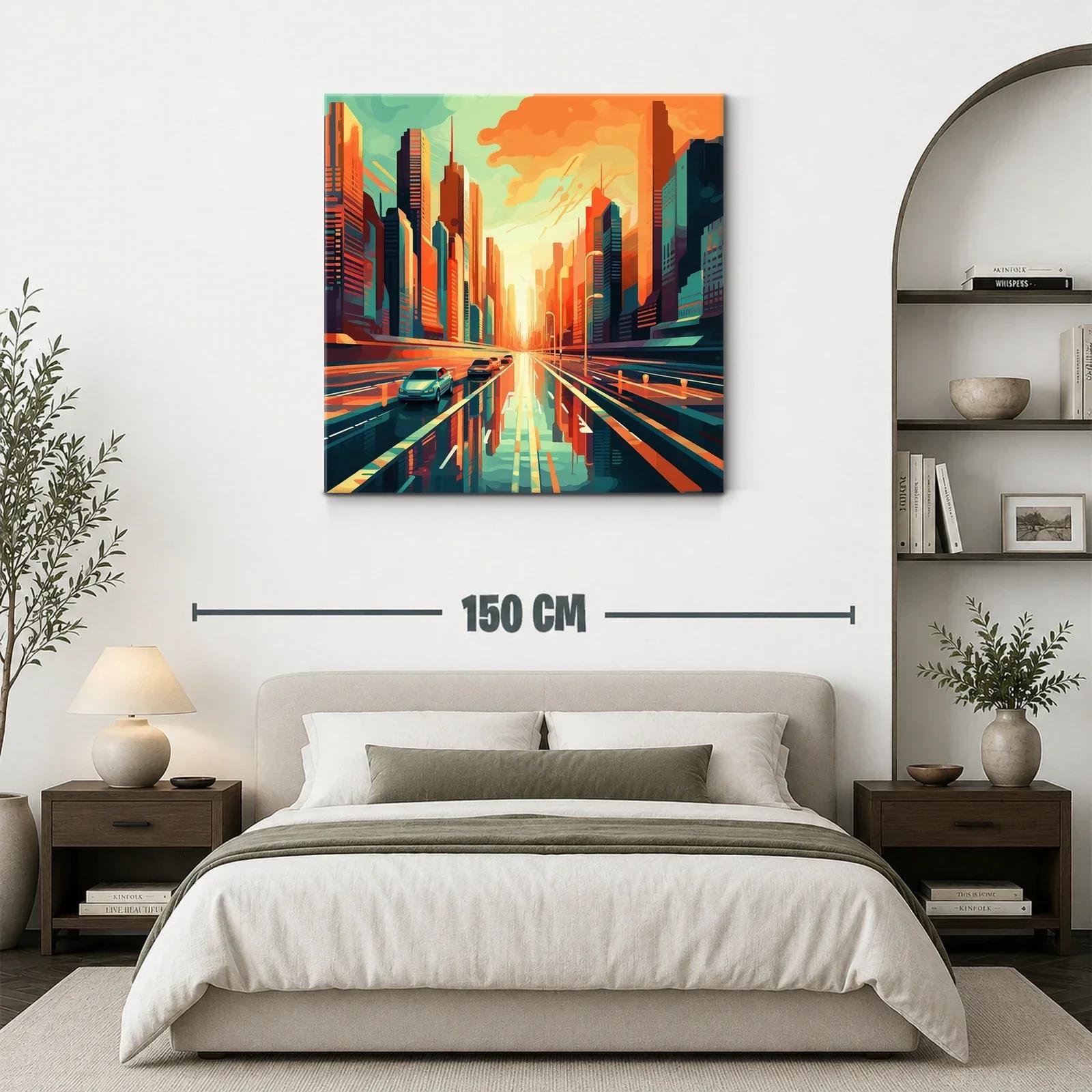 Atardecer urbano con reflejos vibrantes en ciudad moderna — miniatura 3