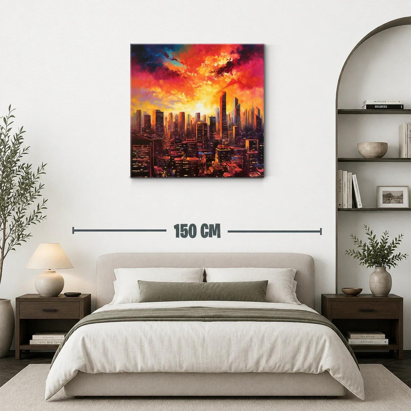 Atardecer urbano vibrante con rascacielos iluminados — miniatura 3