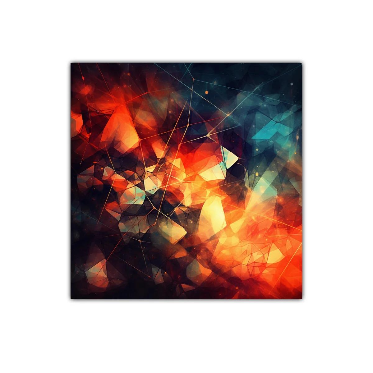 Composición abstracta vibrante con tonos fuego y azul — imagen principal
