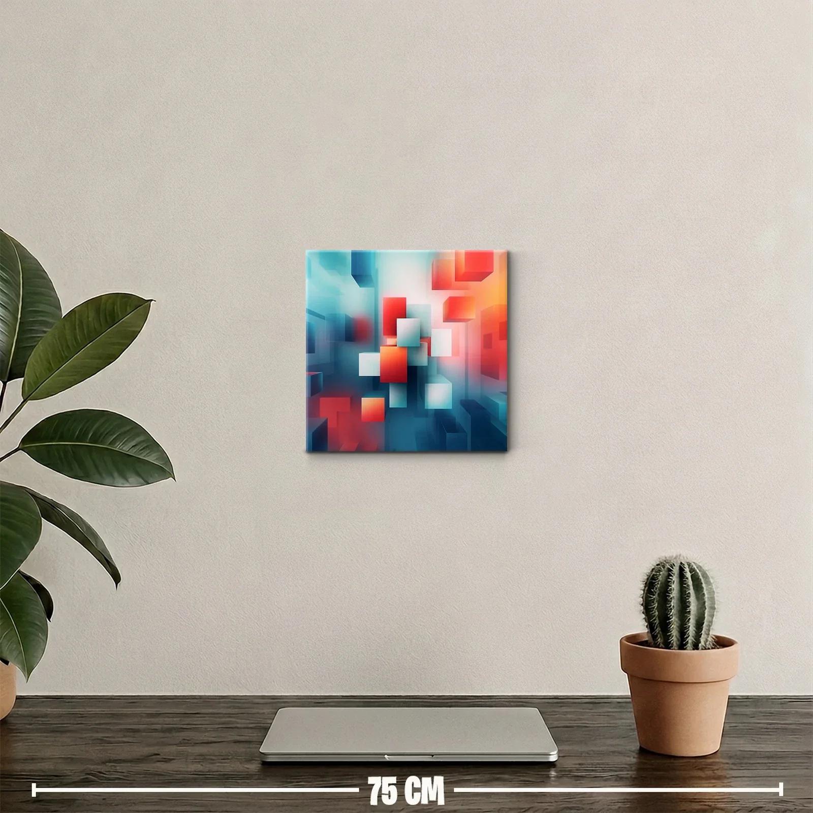Composición Abstracta con Cubos en Tonos Azul y Rojo — miniatura 2