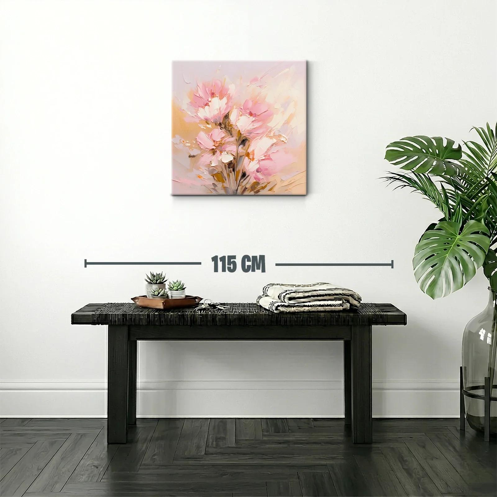 Flores abstractas en suave tonalidad rosa y beige — miniatura 2