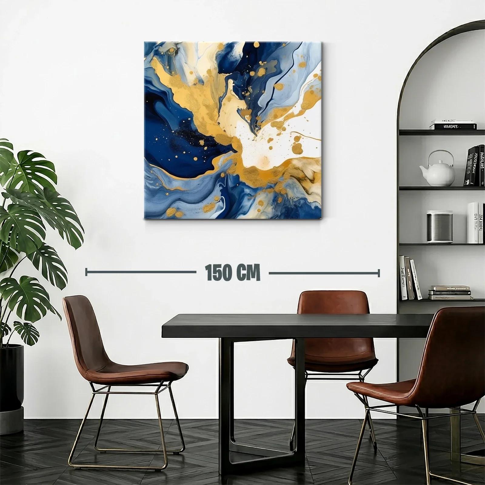 Arte abstracto con tonos dorados y azul profundo — miniatura 2