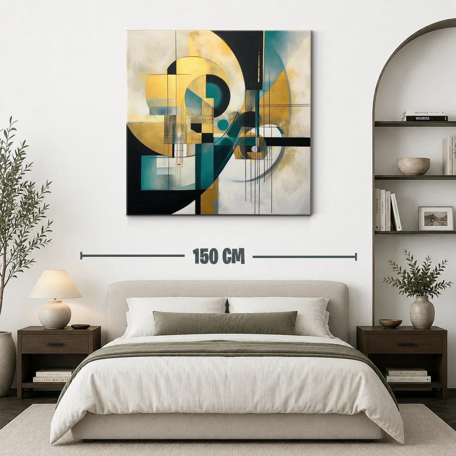 Composición abstracta en tonos oro y turquesa — miniatura 3