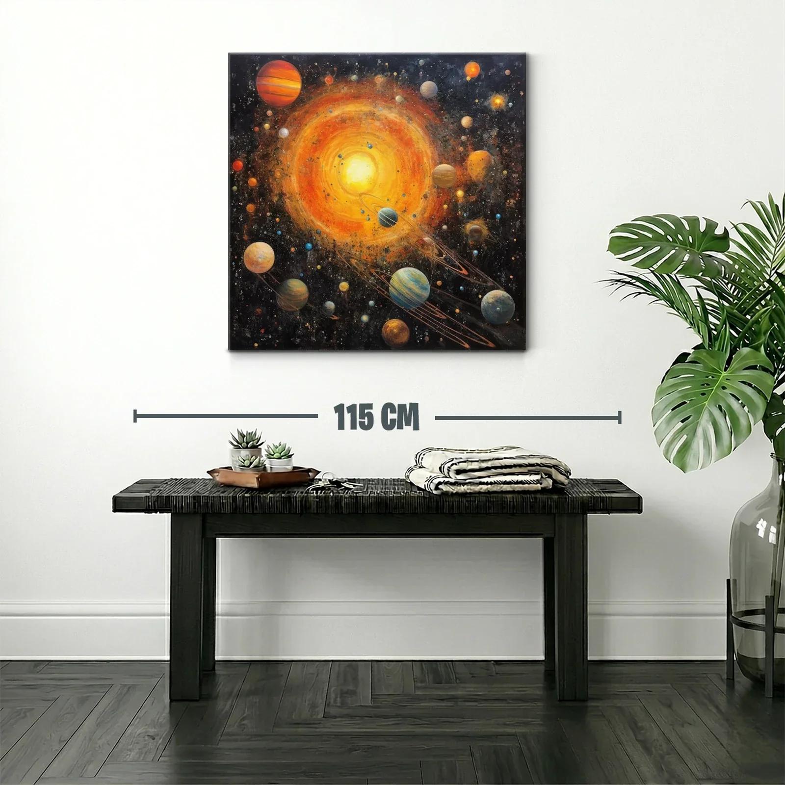 Cuadro Galaxia Vibrante con Planetas y Sol Radiante — miniatura 2