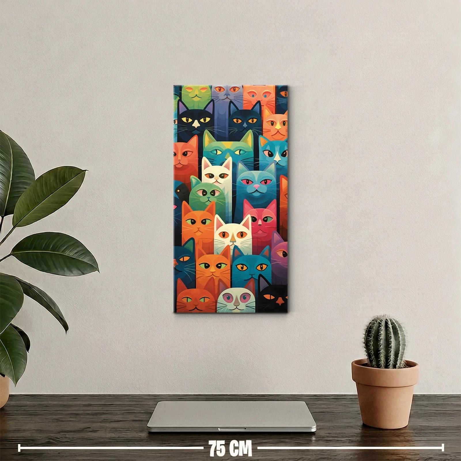 Cuadro caras de gatos de colores superpuestas — miniatura 2