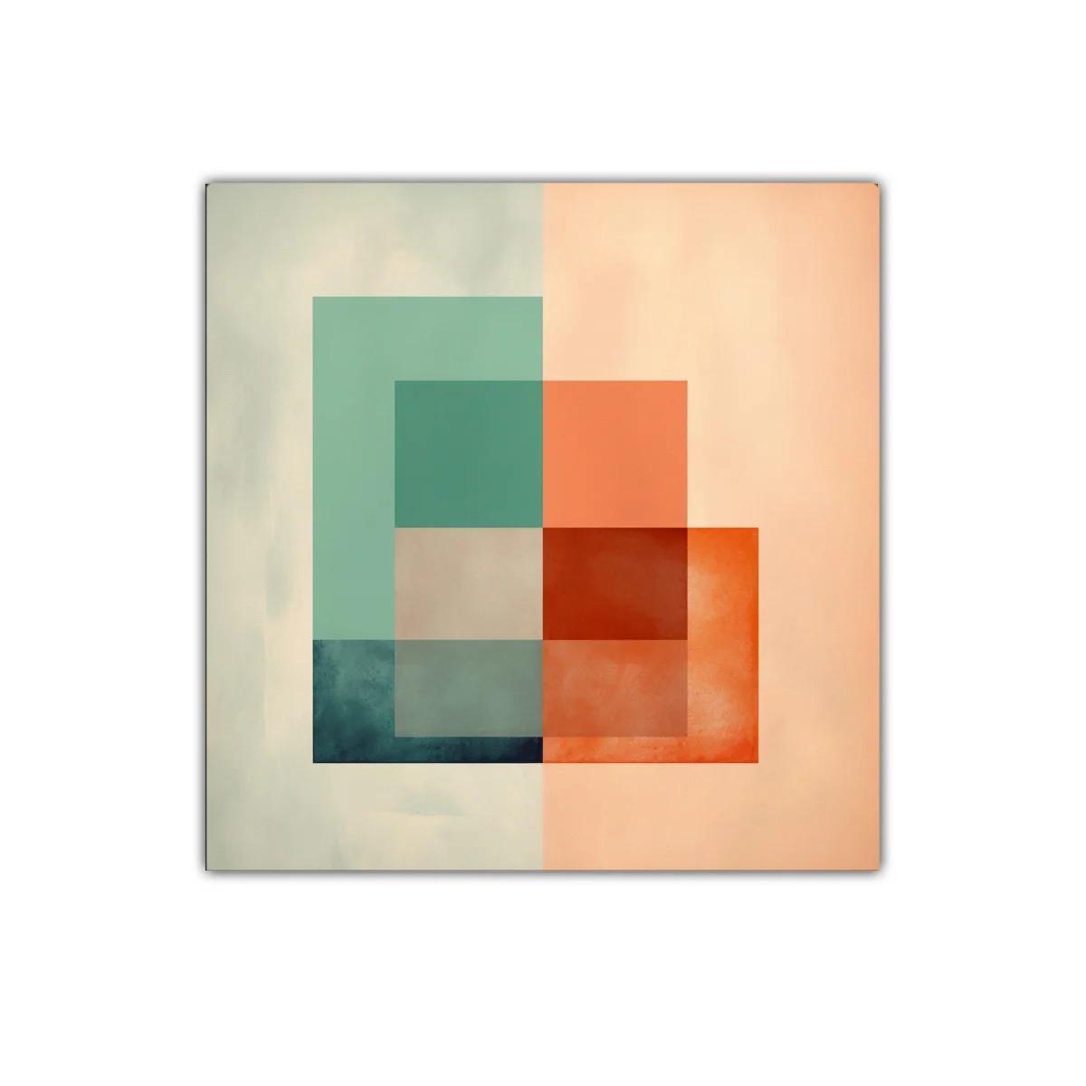 Cuadro abstracto de formas geométricas en tonos cálidos y fríos — imagen principal