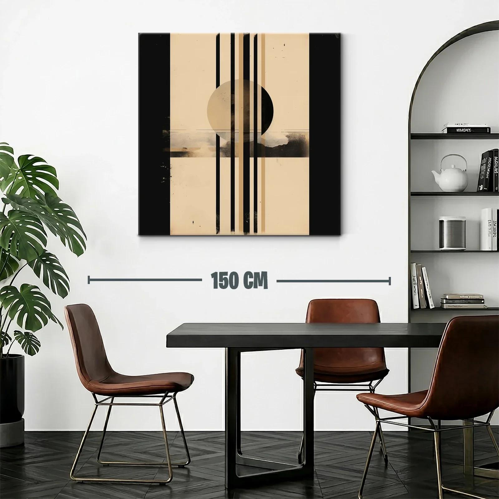 Composición geométrica contemporánea en tonos neutros y negro — miniatura 2