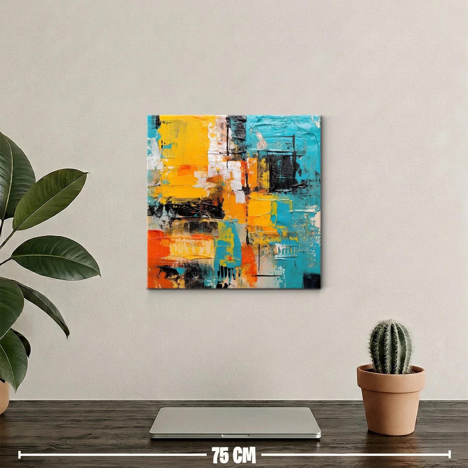 Cuadro abstracto con vibrantes tonos amarillos y azules — miniatura 2