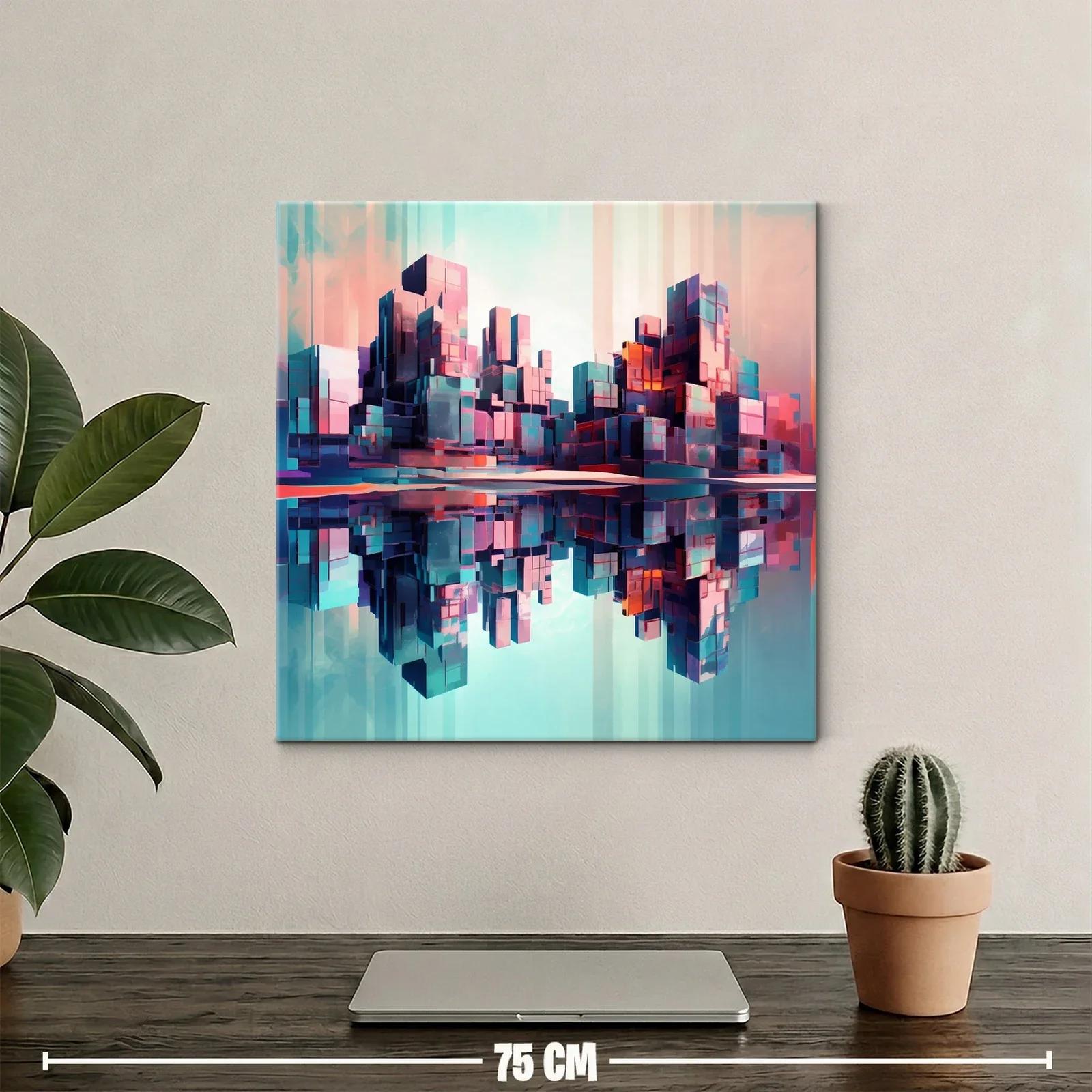 Ciudad futurista reflejada en tonos vibrantes y suaves — miniatura 2