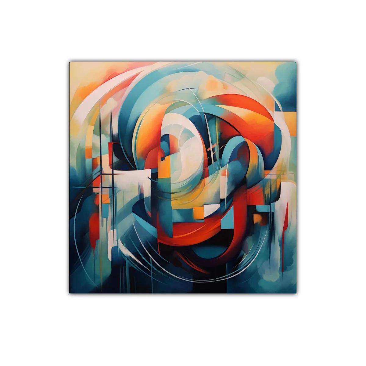 Cuadro abstracto con curvas y colores vibrantes dinámicos — imagen principal