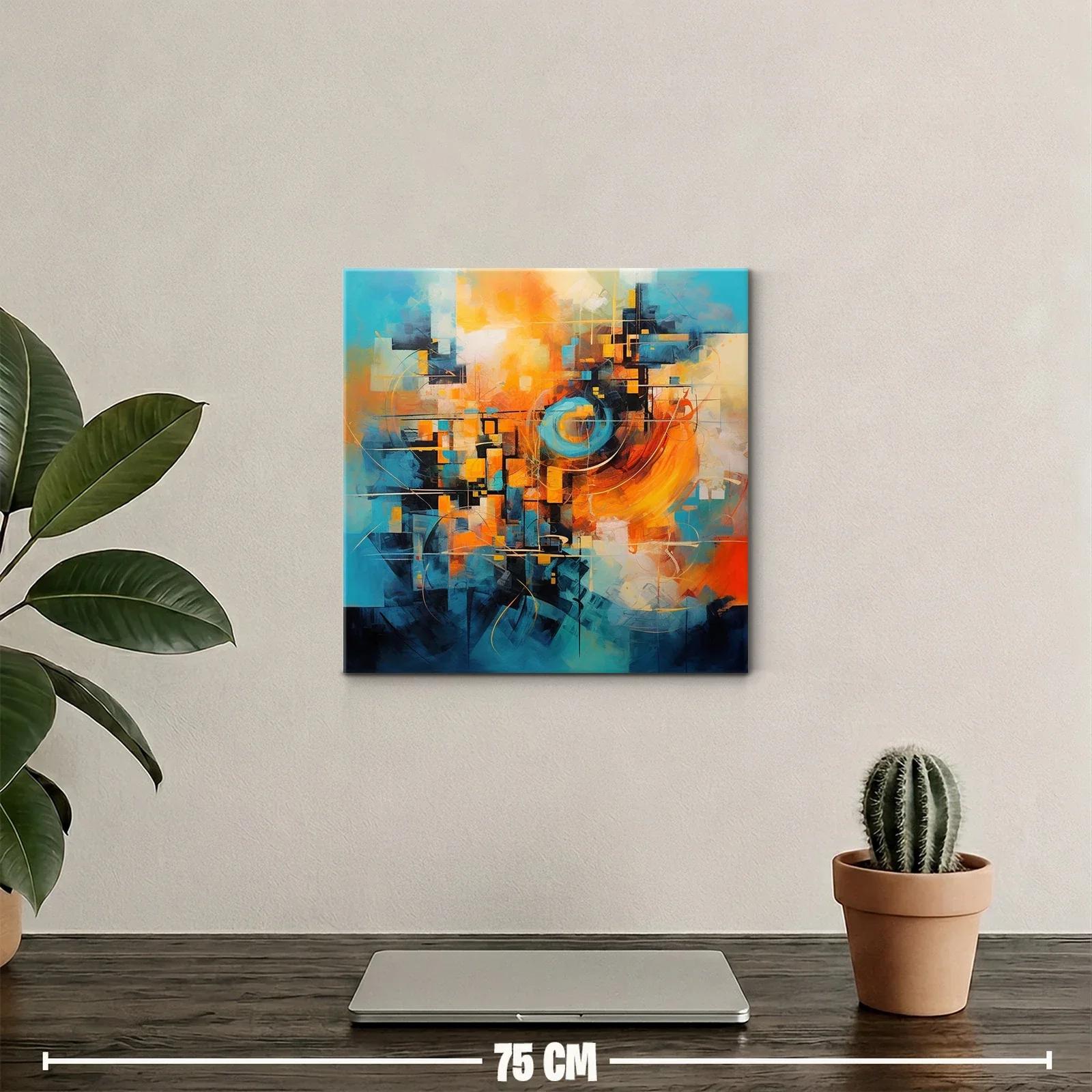 Composición abstracta vibrante en tonos azul y naranja — miniatura 2