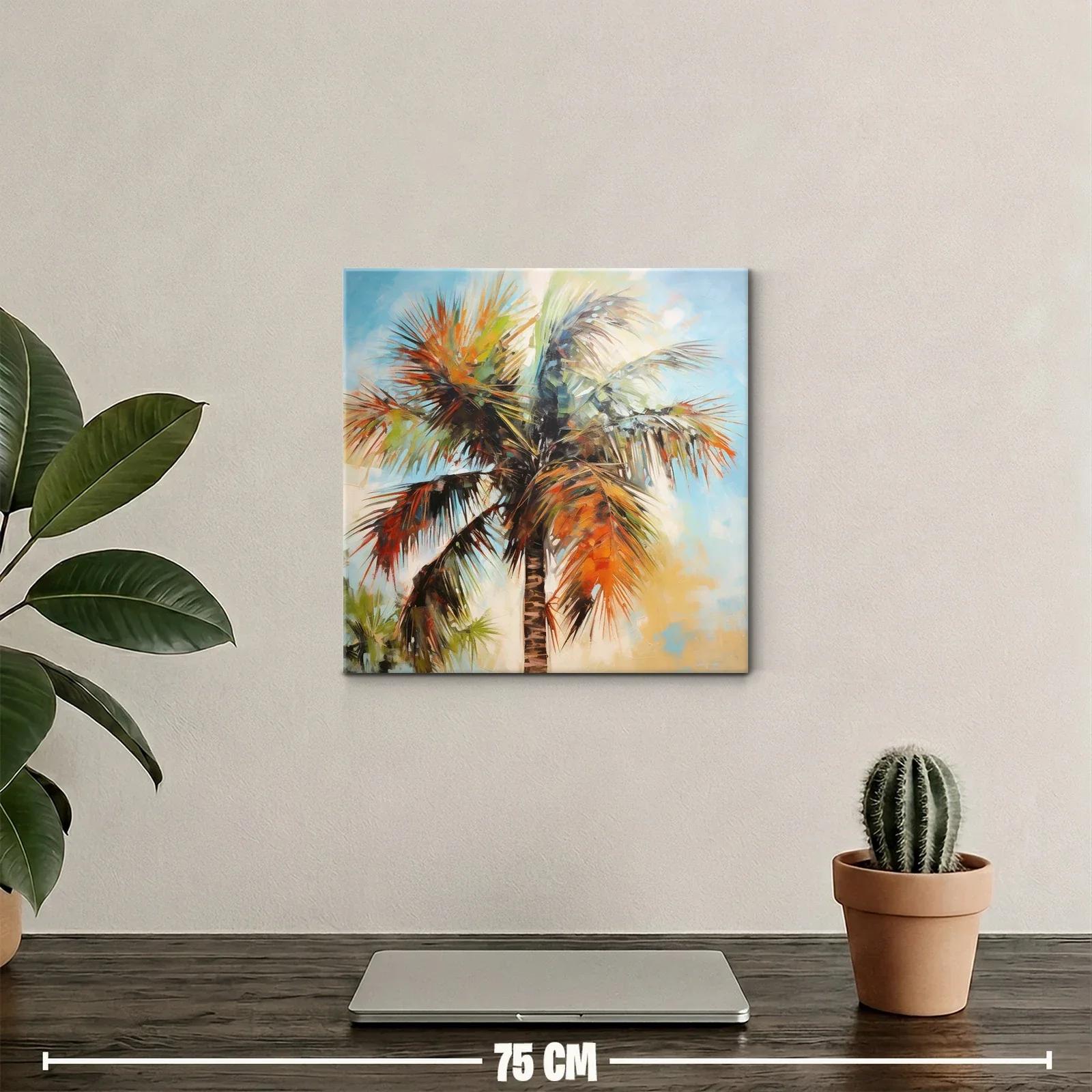 Palmera vibrante con tonos cálidos y cielo azul — miniatura 2