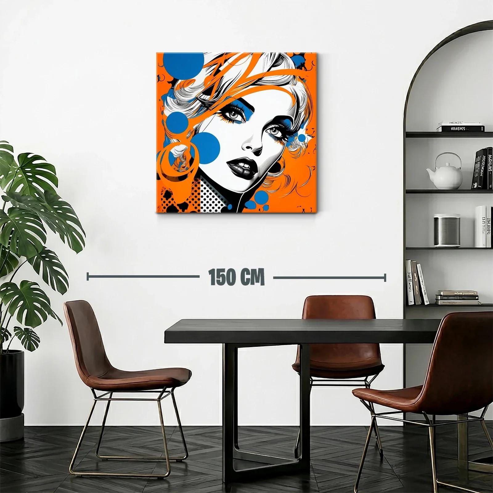 Retrato pop art femenino en vibrantes tonos naranja y azul — miniatura 2