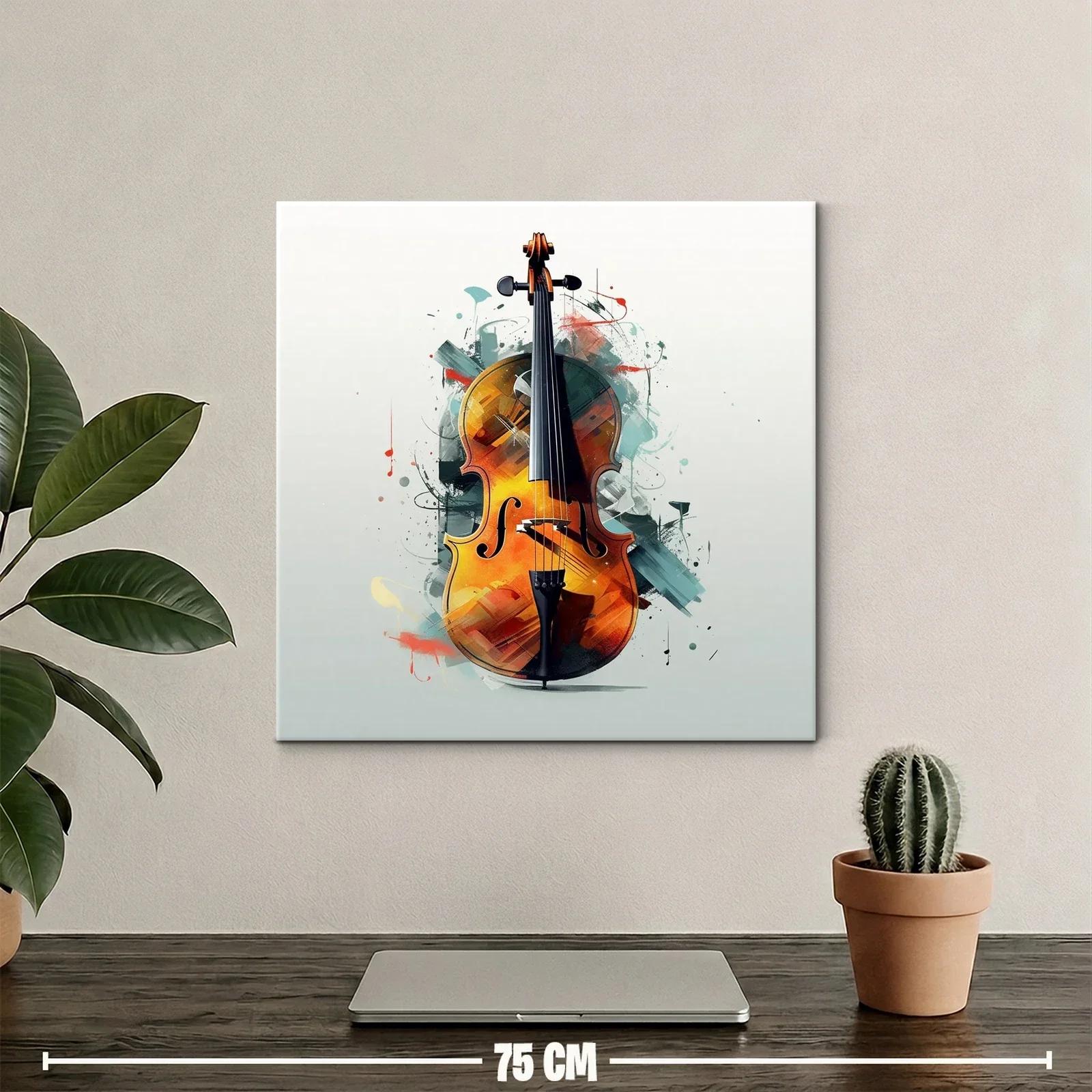 Cuadro con violín vibrante y toque moderno artístico — miniatura 2