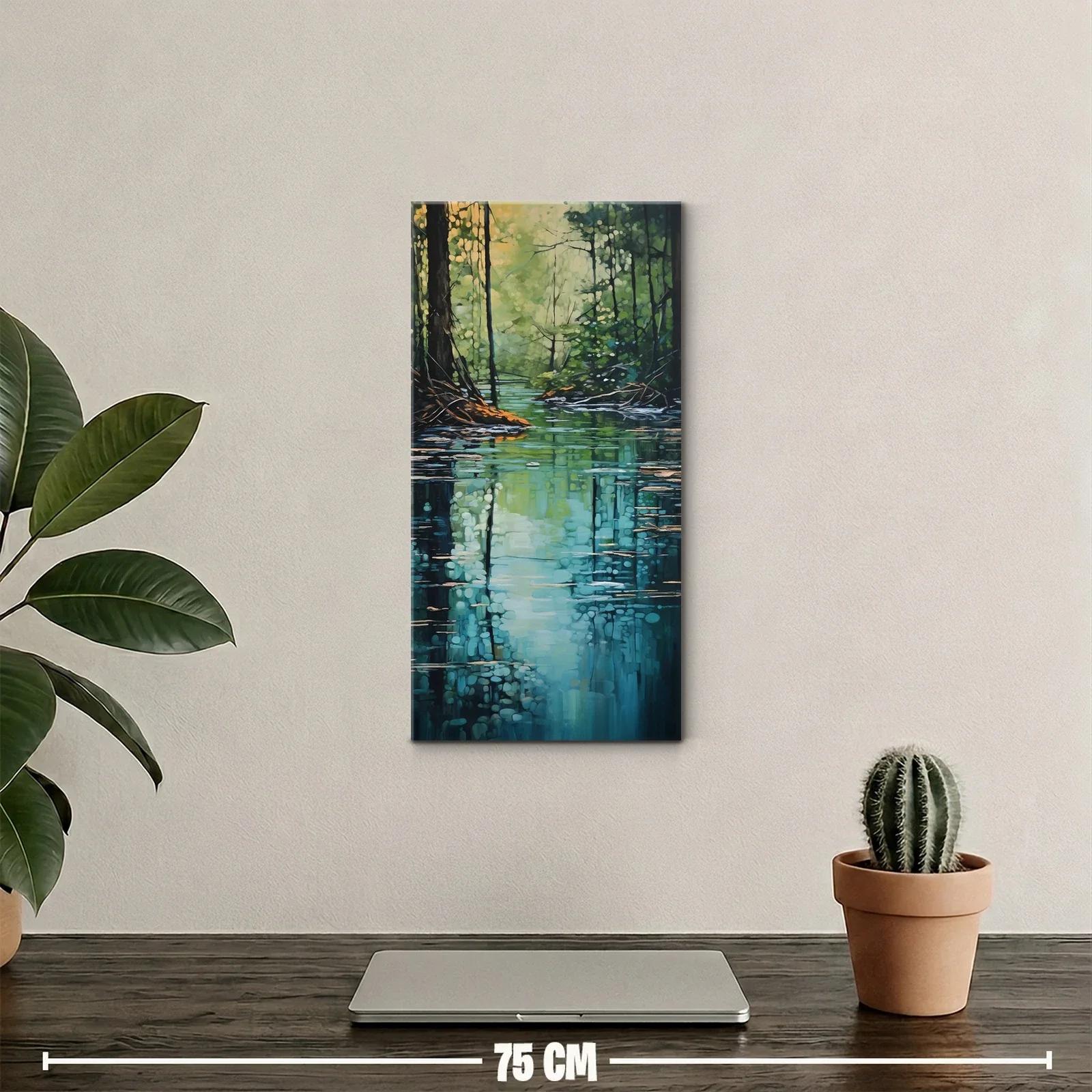 Cuadro arroyo en el bosque con luz al fondo — miniatura 2