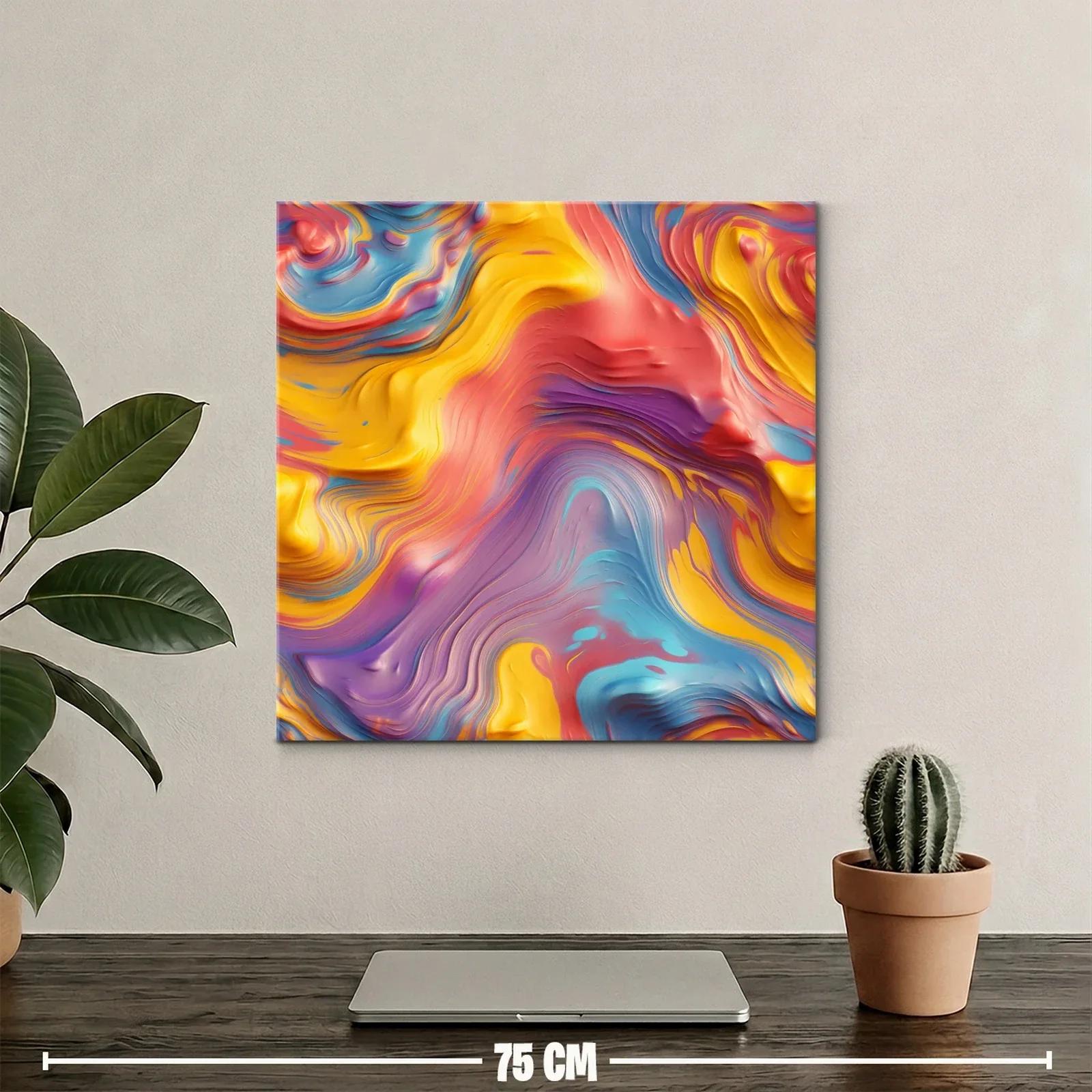 Cuadro abstracto con formas fluidas en tonos vibrantes — miniatura 2