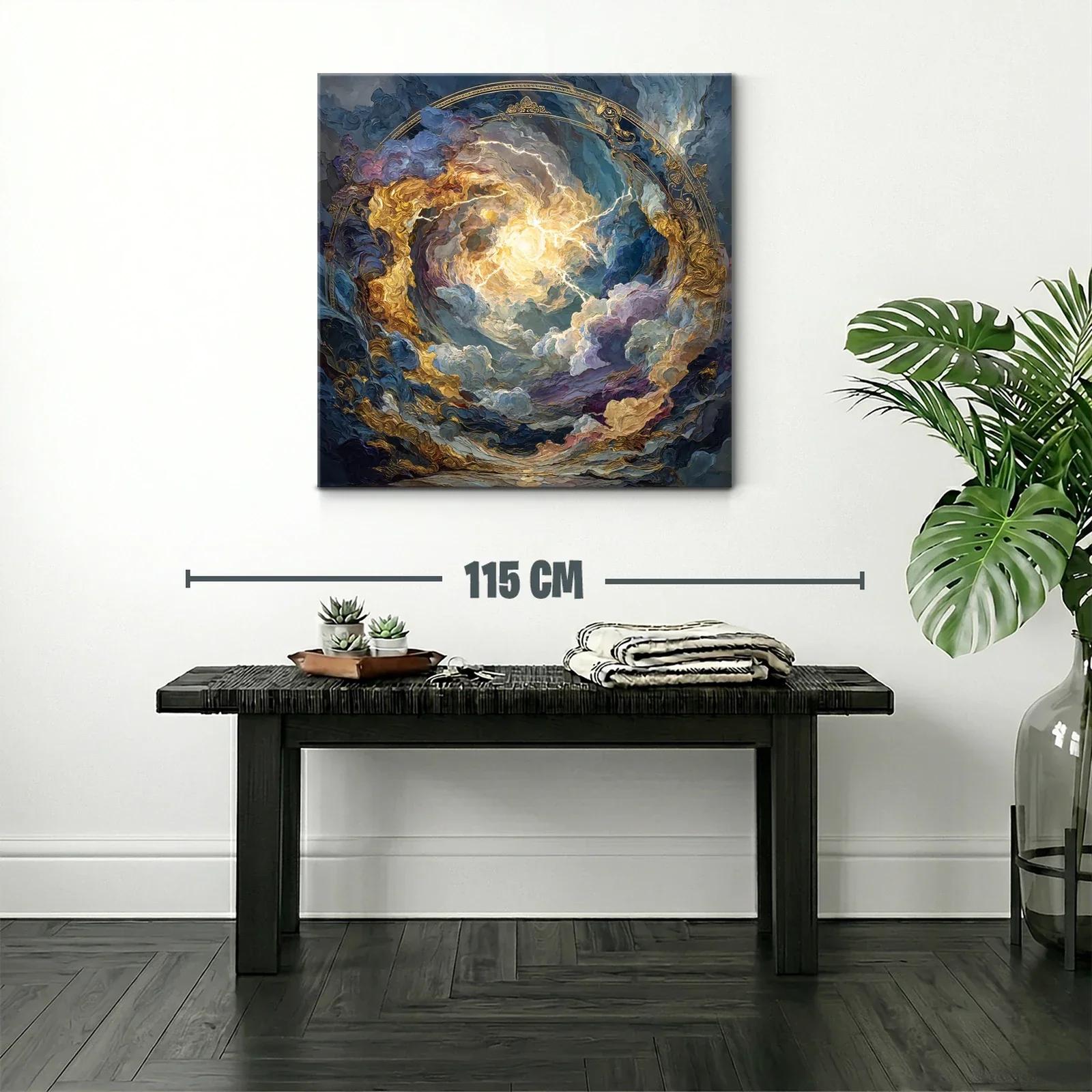 Cuadro celestial con vibrantes destellos dorados y azules — miniatura 2