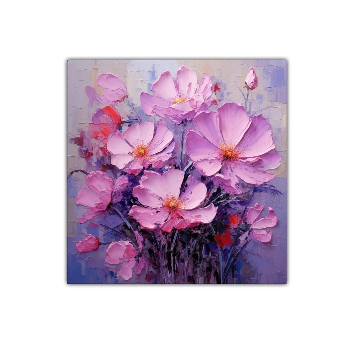 Cuadro moderno con ramo de flores en tonos rosas y lilas — imagen principal
