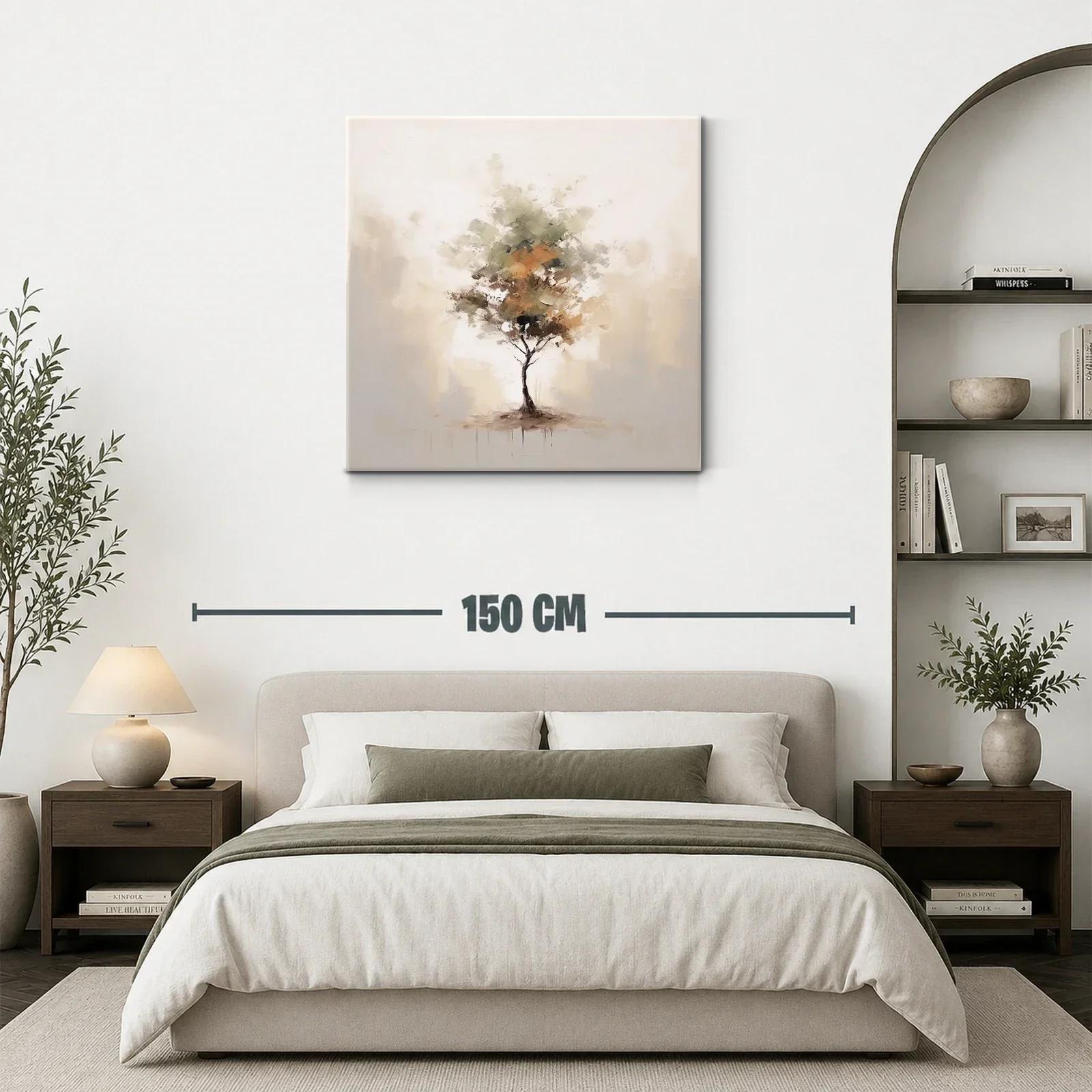 Cuadro abstracto de árbol con tonos neutros y tierra — miniatura 3