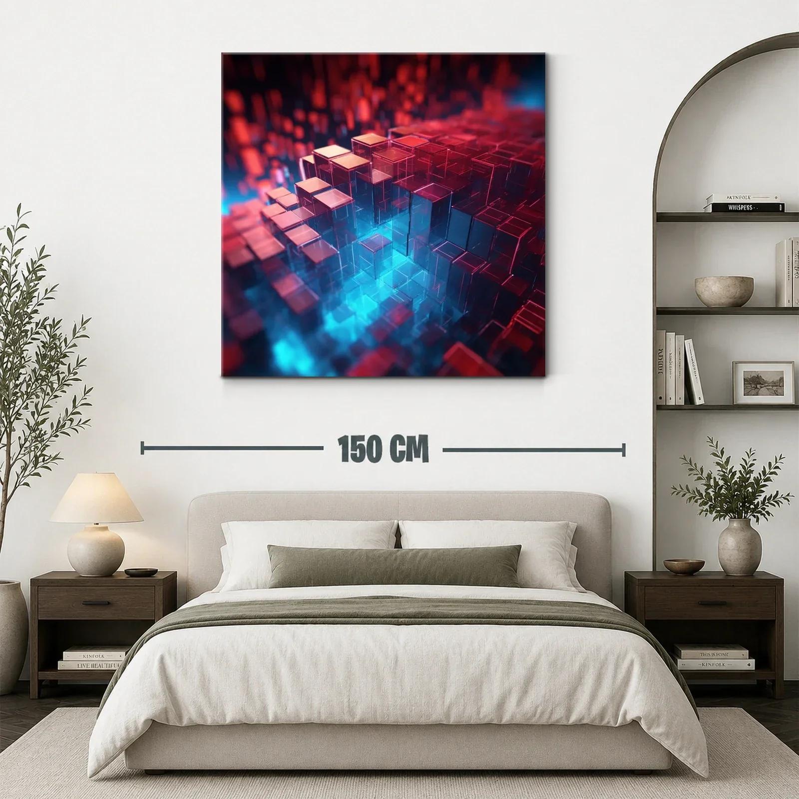 Composición abstracta de cubos translúcidos en azul y rojo — miniatura 3
