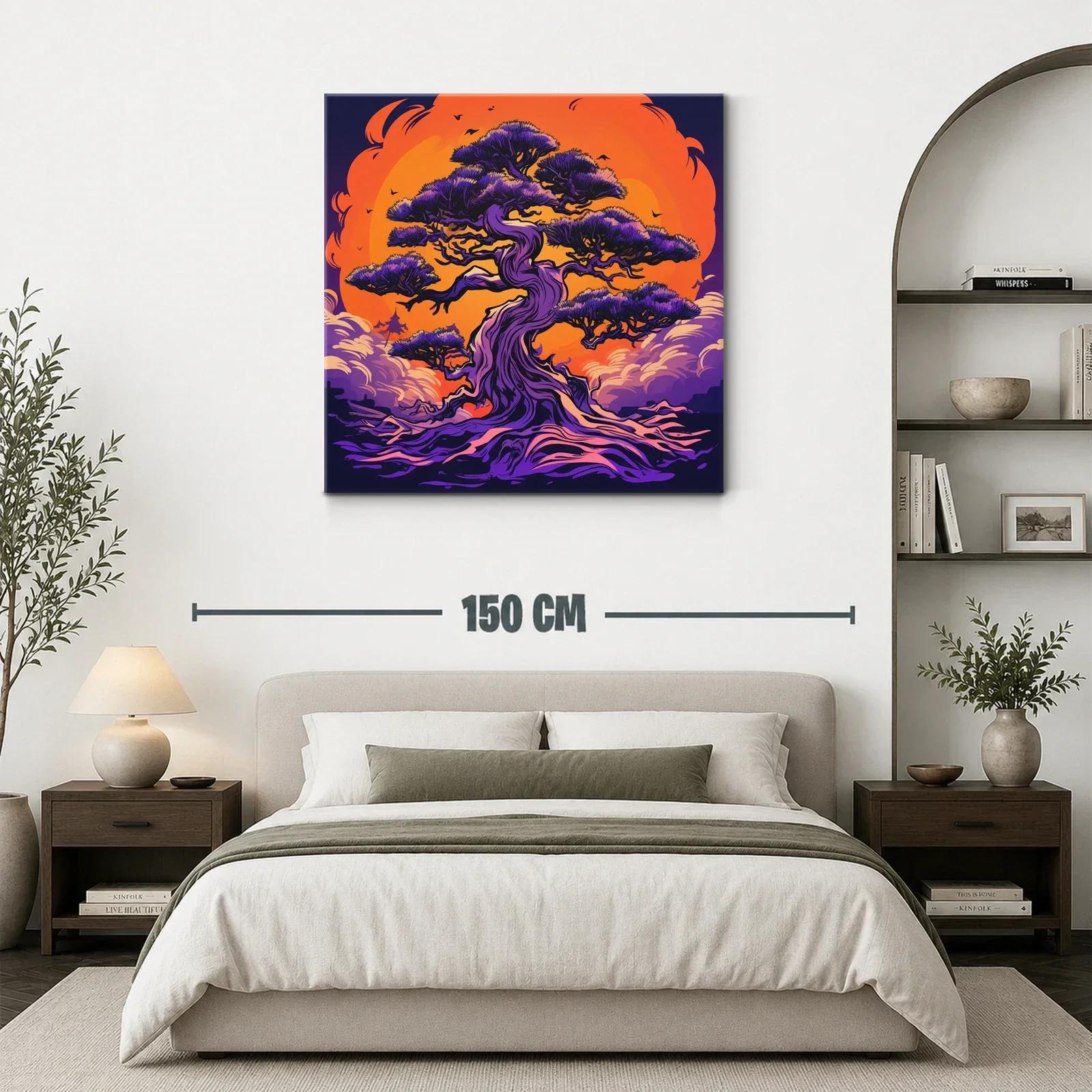 Árbol místico en contraste vibrante con fondo ardiente — miniatura 3