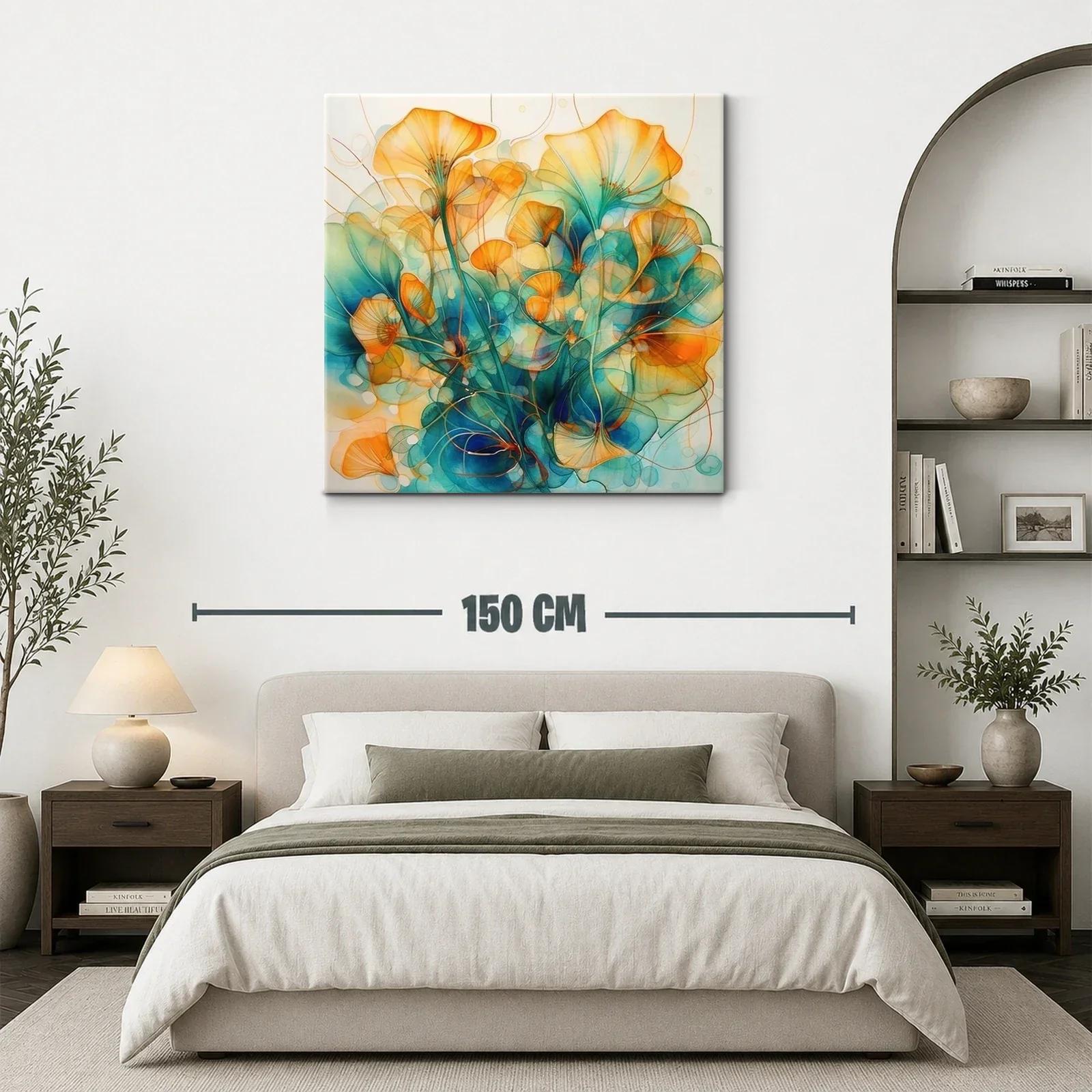 Floración abstracta en tonos cálidos y azules vibrantes — miniatura 3
