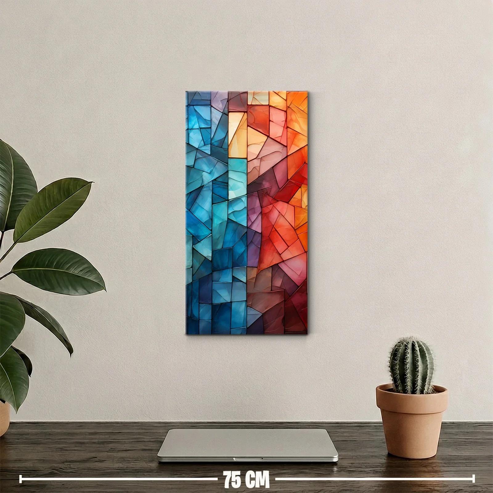 Cuadro mosaico geométrico de vitrales en contraste vertical — miniatura 2