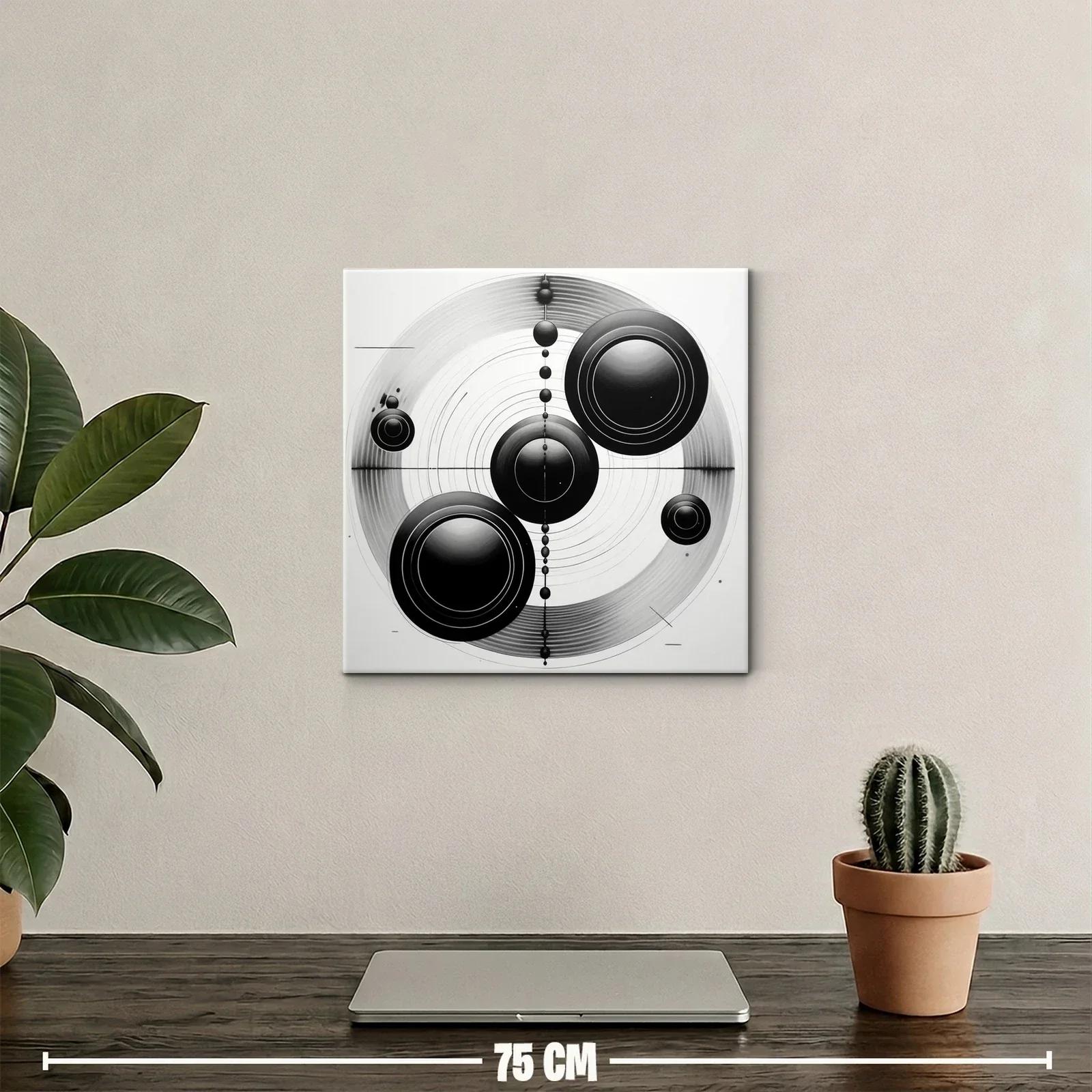 Cuadro monocromático con diseño geométrico circular moderno — miniatura 2