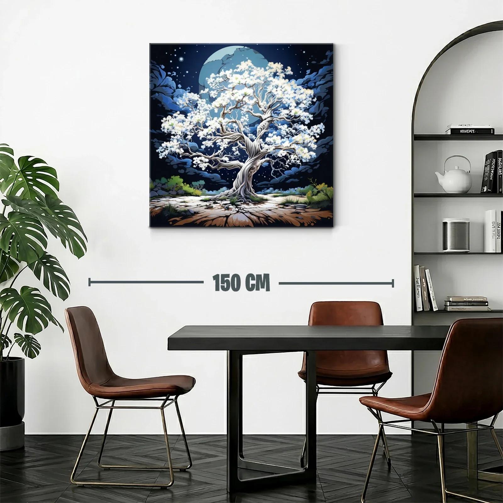 Árbol Blanco Brillando Bajo La Luna Llena — miniatura 2