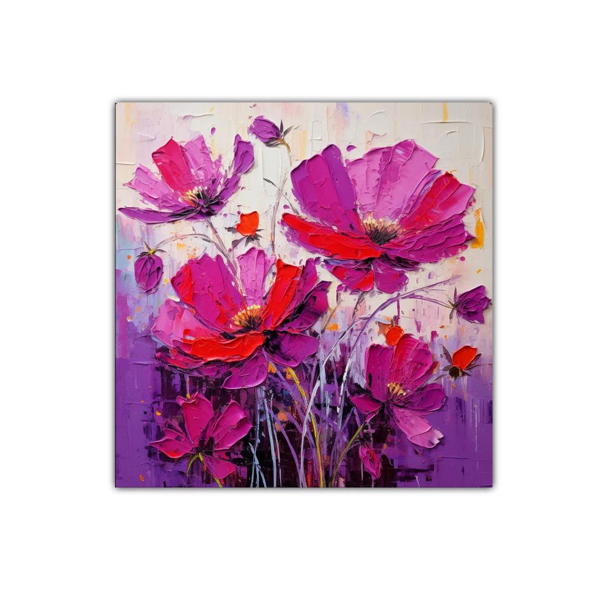 Cuadro decorativo con vibrantes flores fucsia y rojo — imagen principal