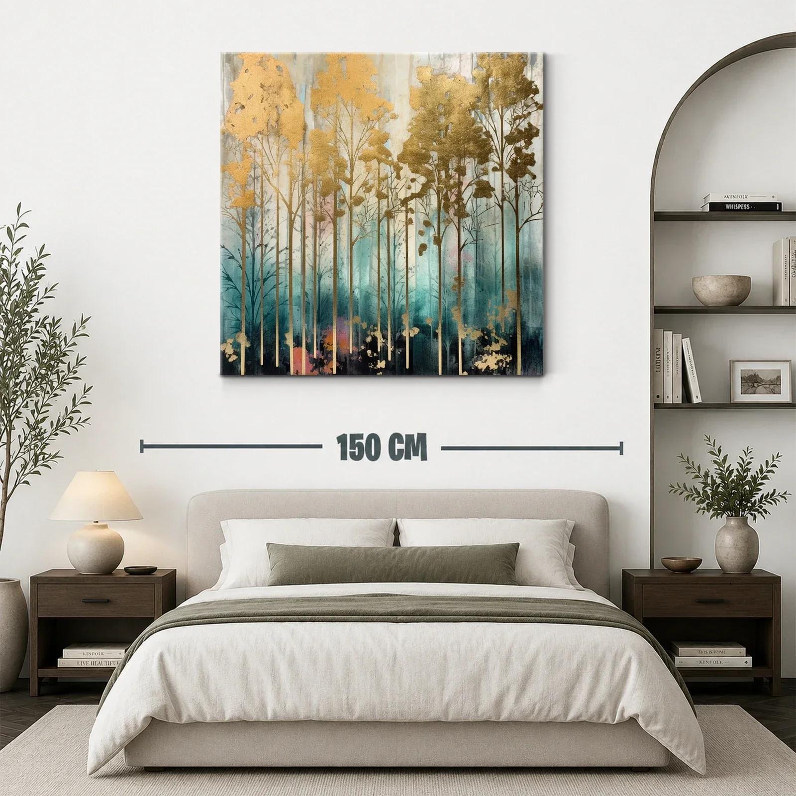 Bosque dorado entre tonalidades azul y rosa pastel — miniatura 3