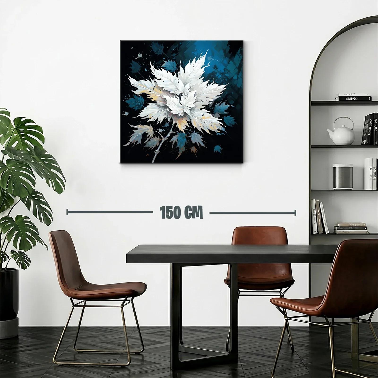 Ramo de hojas blancas con fondo azul oscuro elegante — miniatura 2