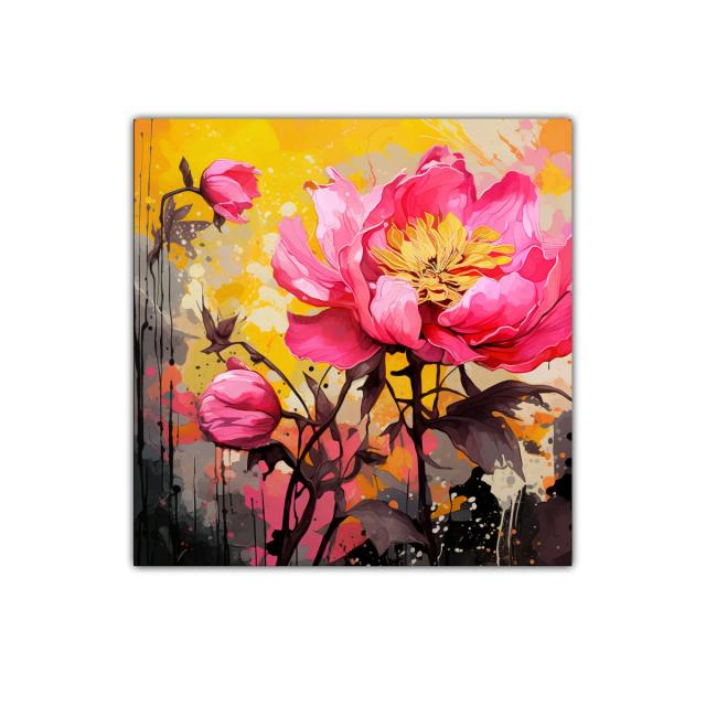 Cuadro decorativo con flores rosas vibrantes y fondo luminoso
