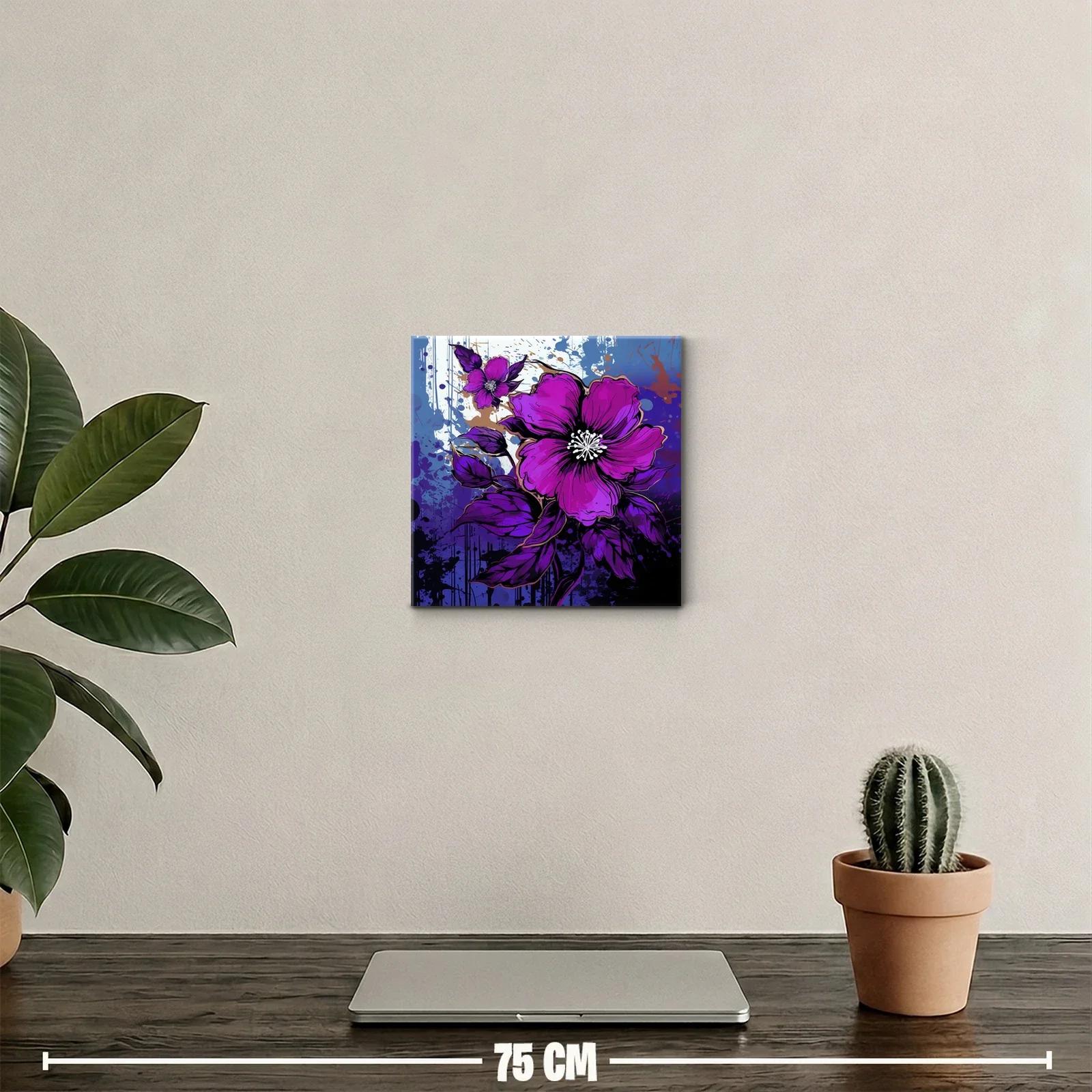 Cuadro con vibrantes flores en tonos morados y azulados — miniatura 2