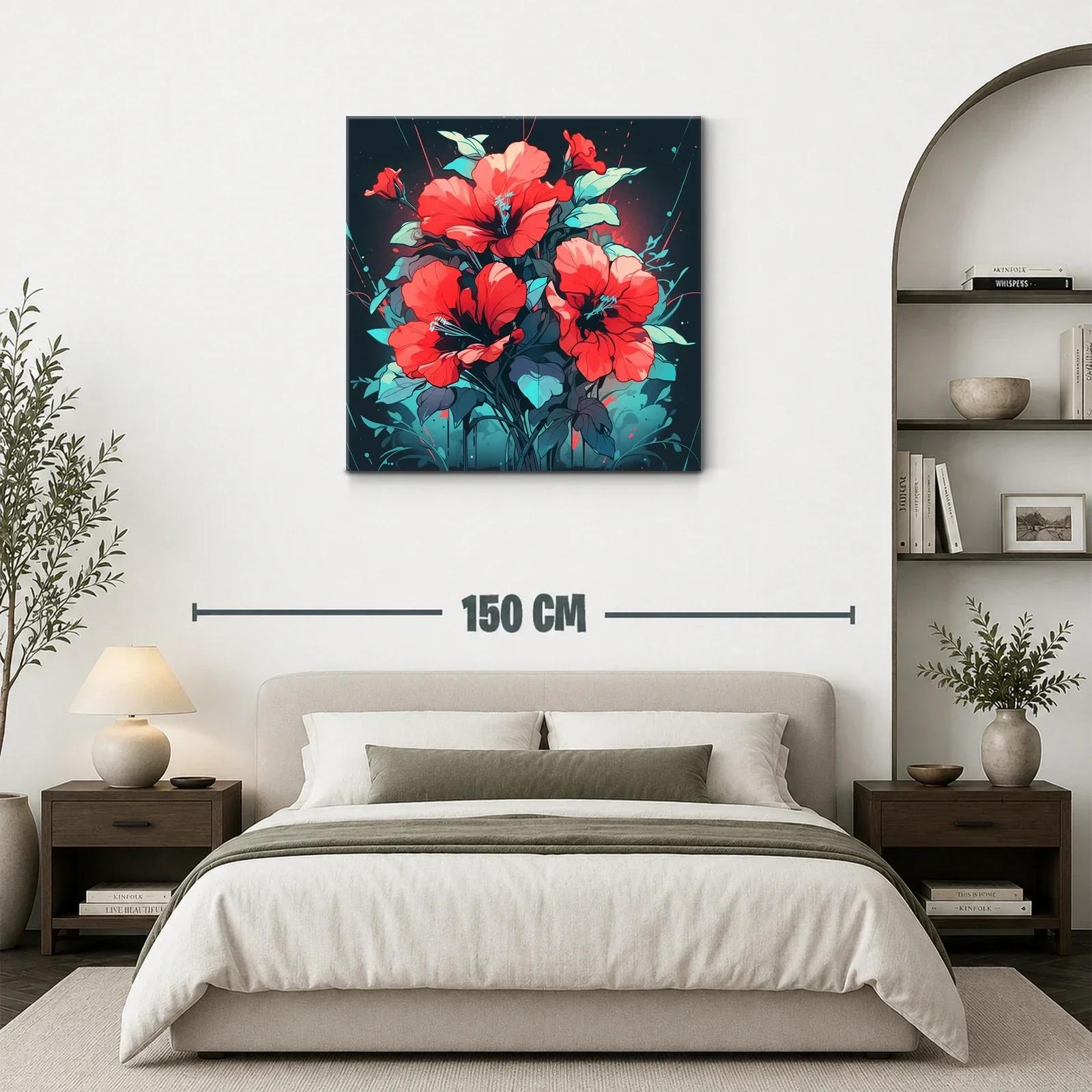 Ramo vibrante de flores rojas con toques celestes — miniatura 3