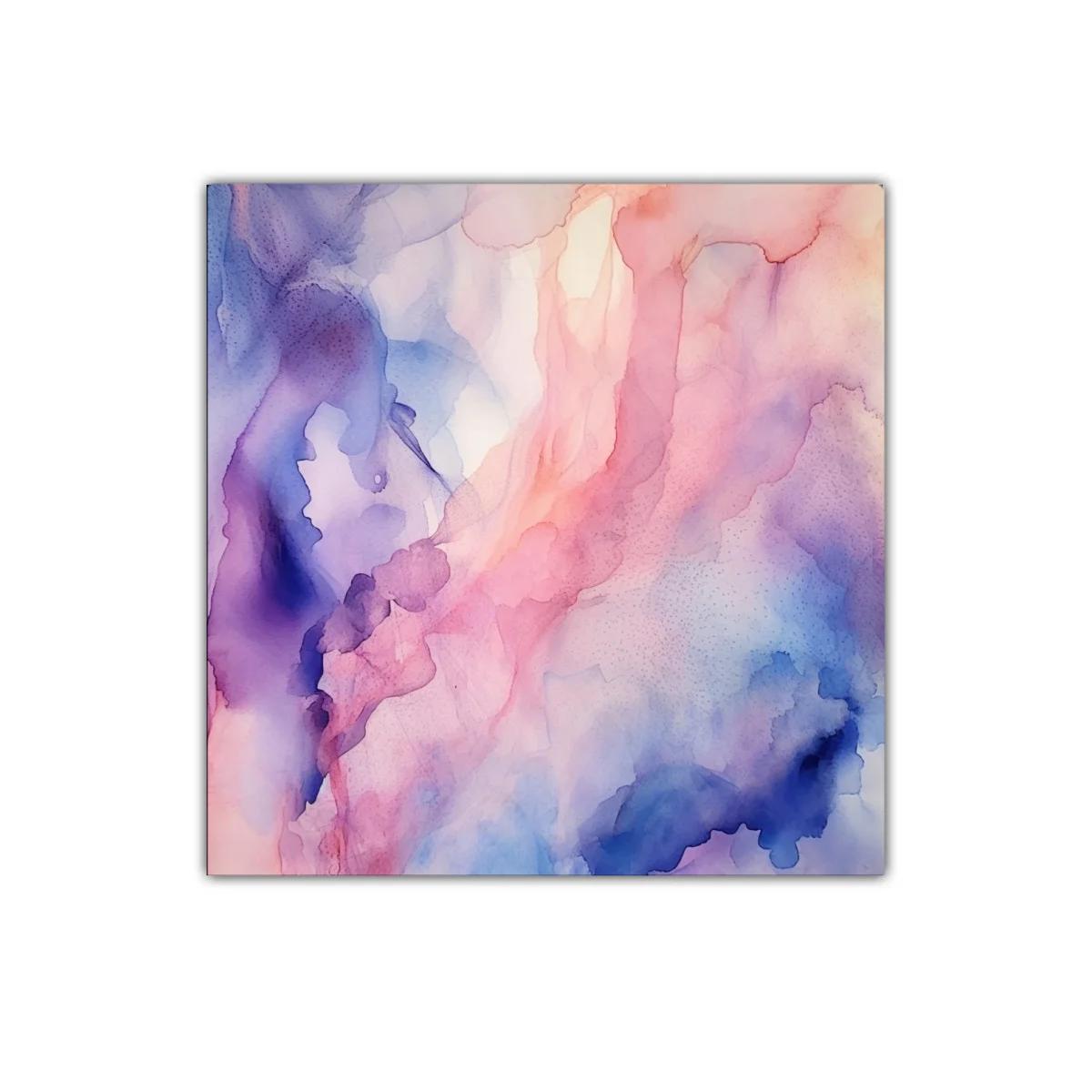 Cuadro abstracto con suaves tonalidades pastel y azules