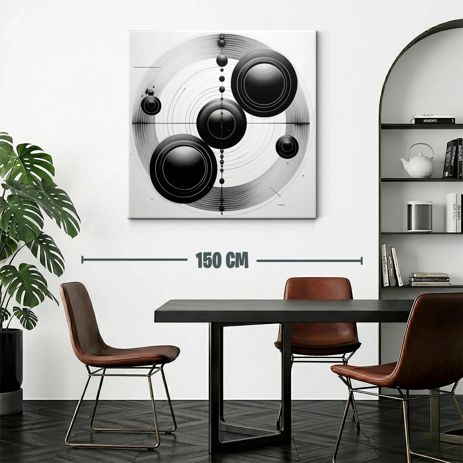 Cuadro monocromático con diseño geométrico circular moderno — miniatura 2