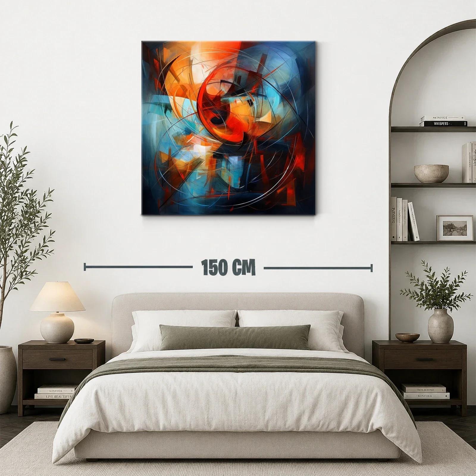 Cuadro abstracto con vibrantes tonos cálidos y fríos — miniatura 3