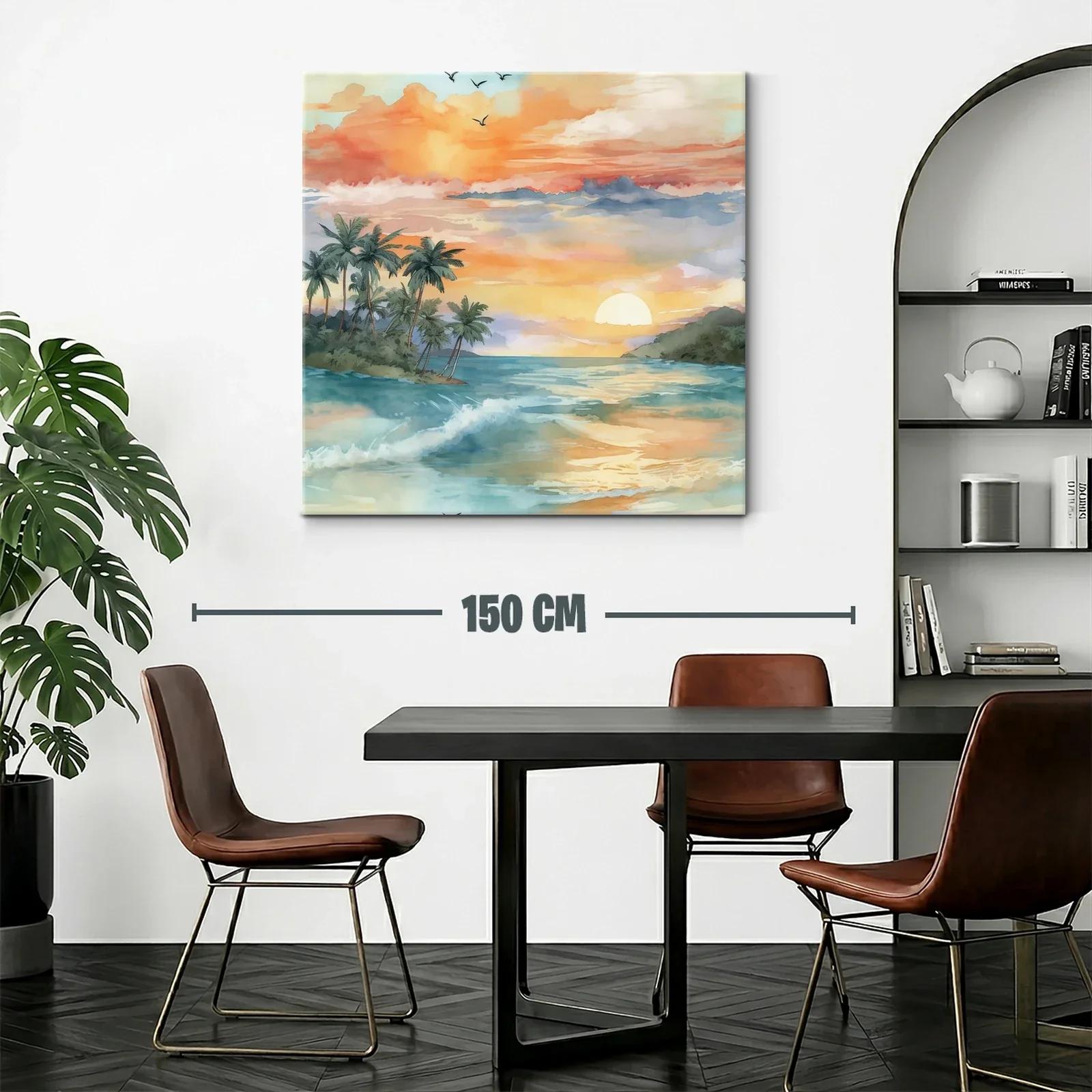 Atardecer tropical con palmeras y mar en calma — miniatura 2