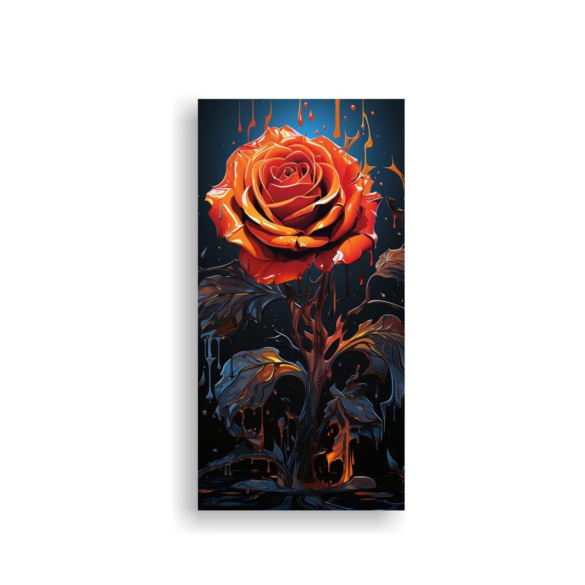 Cuadro rosa naranja con salpicaduras expresivas