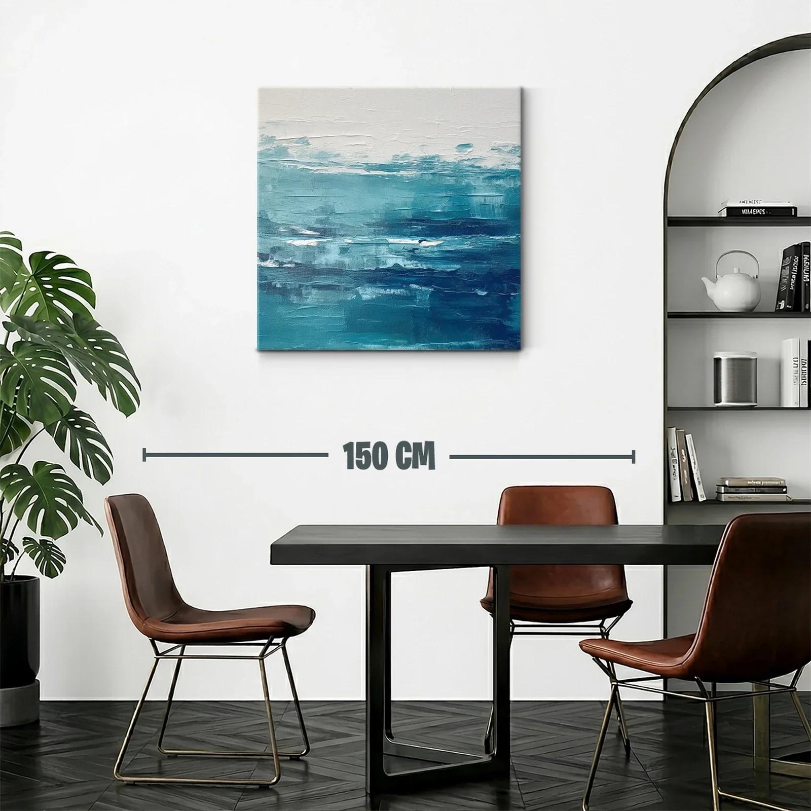 Cuadro abstracto con tonos azules para ambiente sereno — miniatura 2
