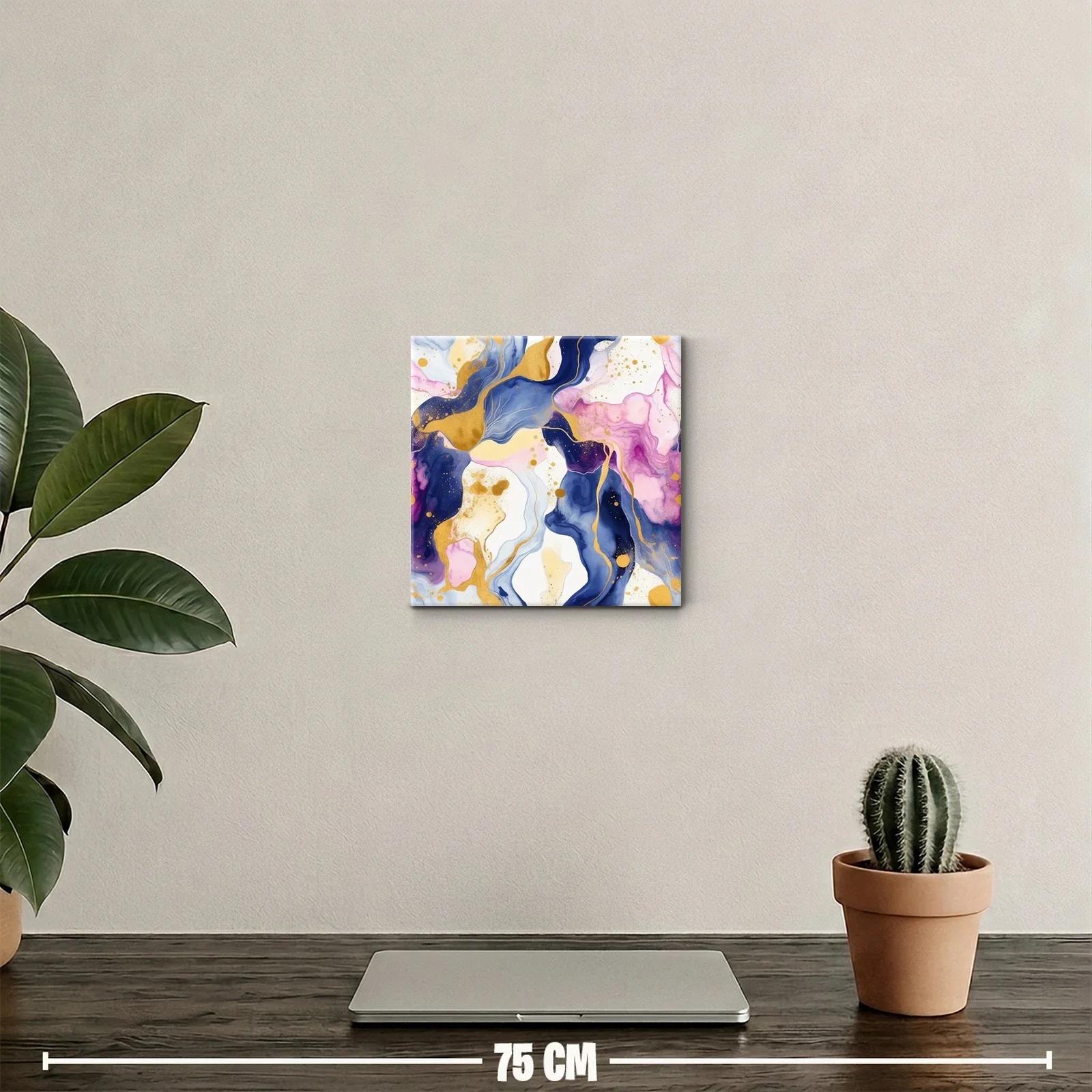 Composición abstracta con tonos dorados y azules vibrantes — miniatura 2