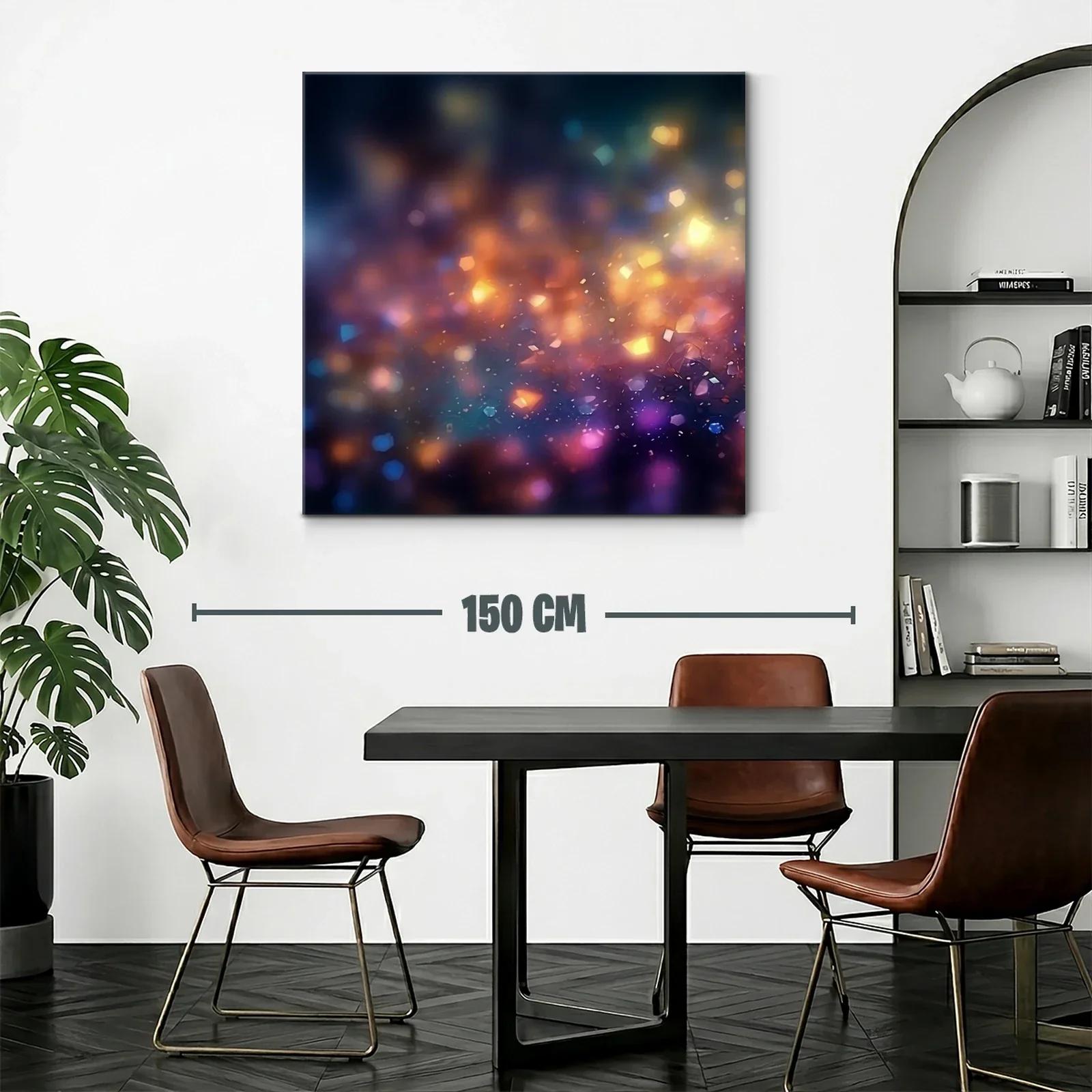 Cuadro abstracto luces difusas en tonos cálidos y fríos — miniatura 2