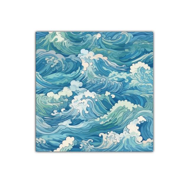 Cuadro decorativo con oleaje en tonalidades azules