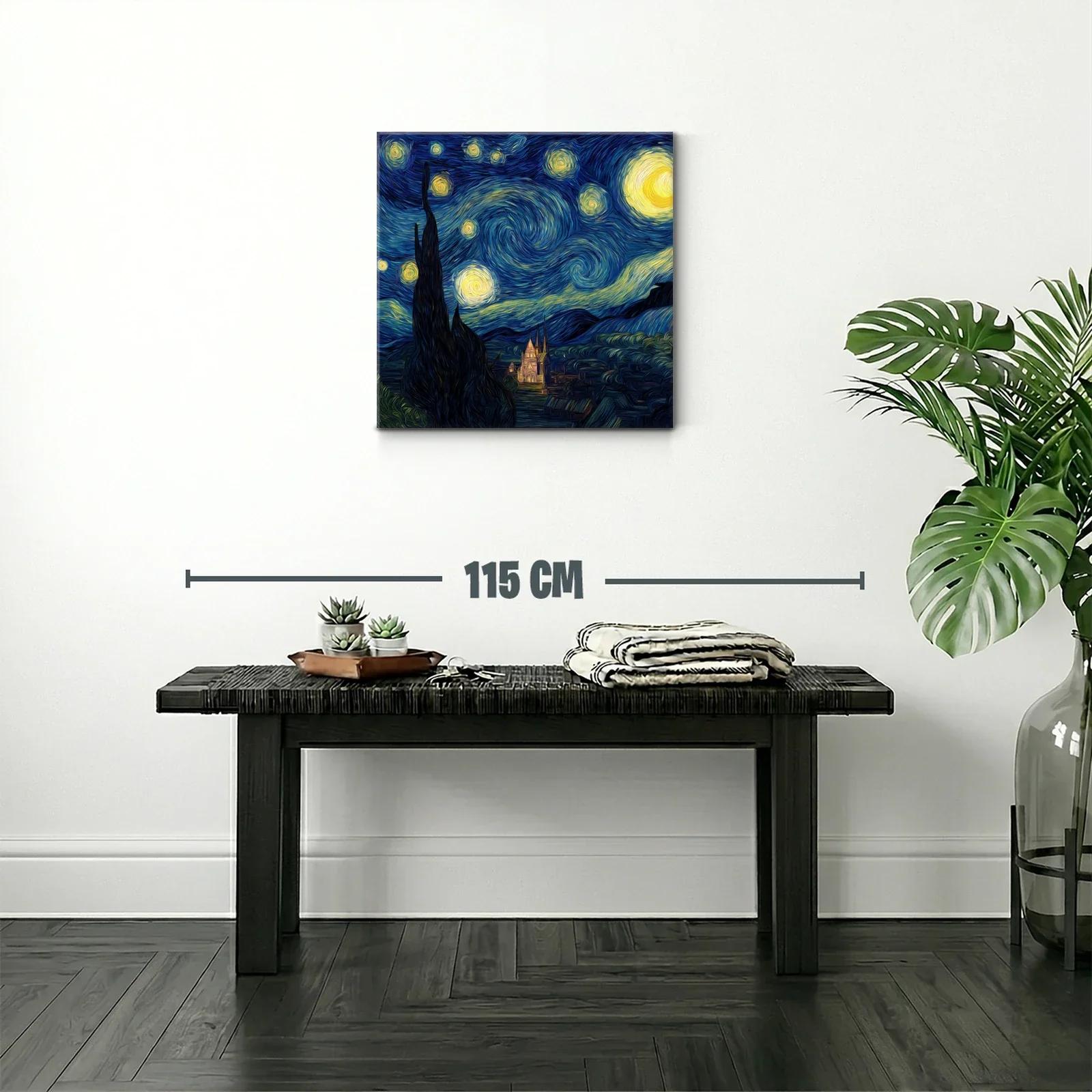 Cielo estrellado con remolinos en azul y amarillo — miniatura 2